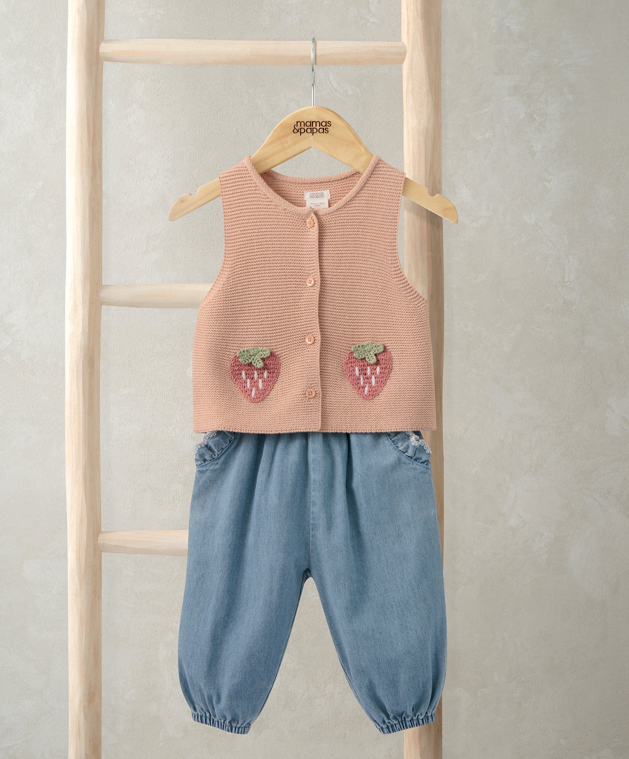 Knitted Waistcoat and Denim Trousers