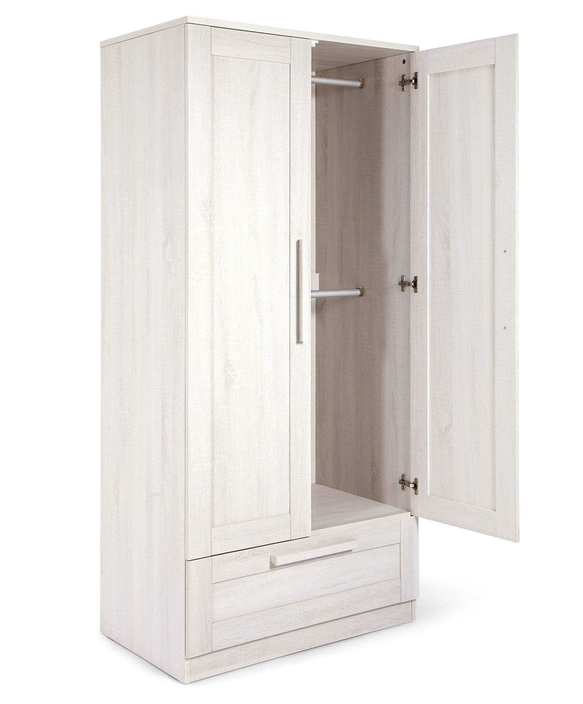 Atlas 2 Door Nursery Wardrobe with Storage Drawer - Nimbus White - Image 8