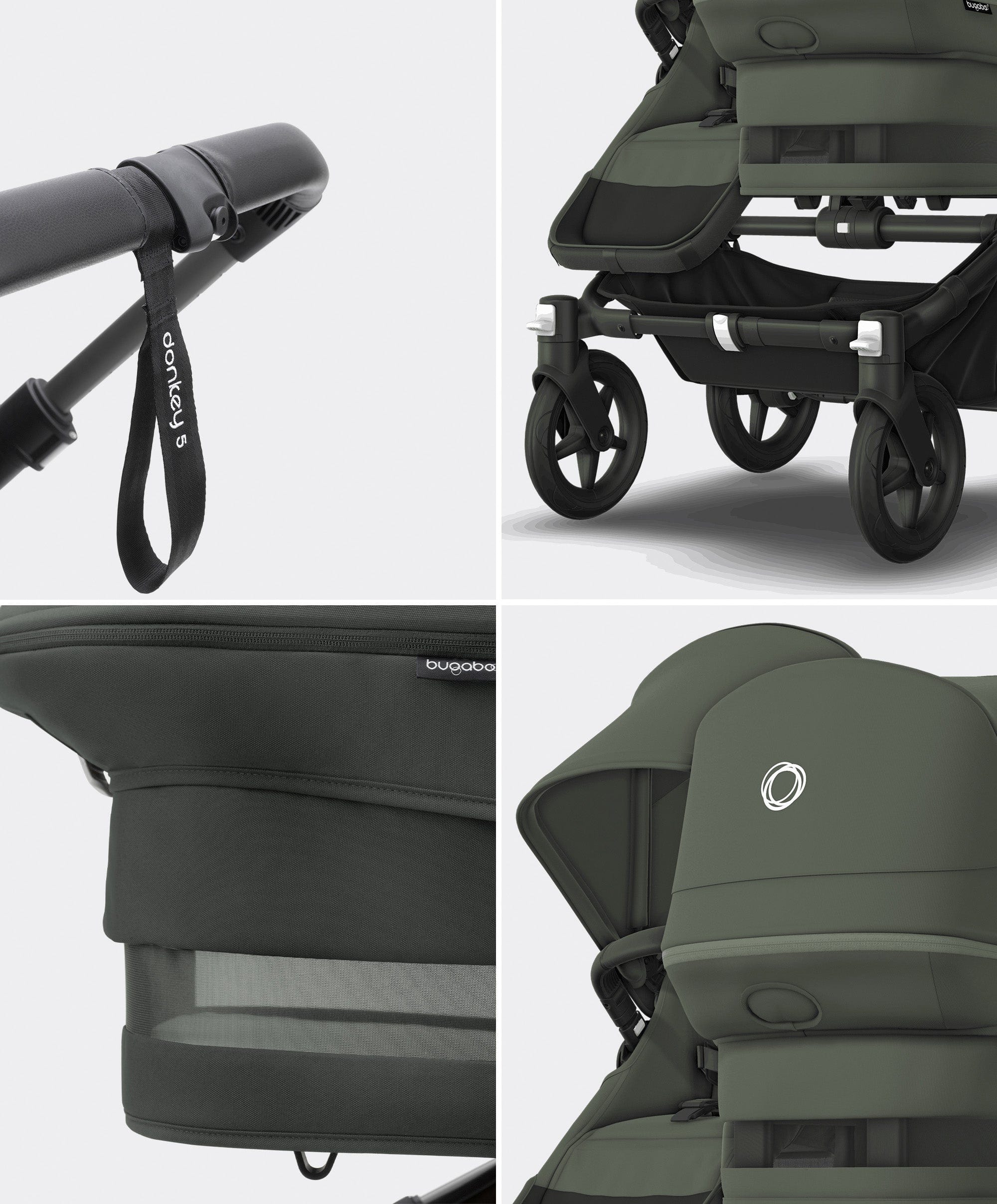 Bugaboo Donkey 5 Double Carrycot & Seat Pushchair - Forest Green - Image 13