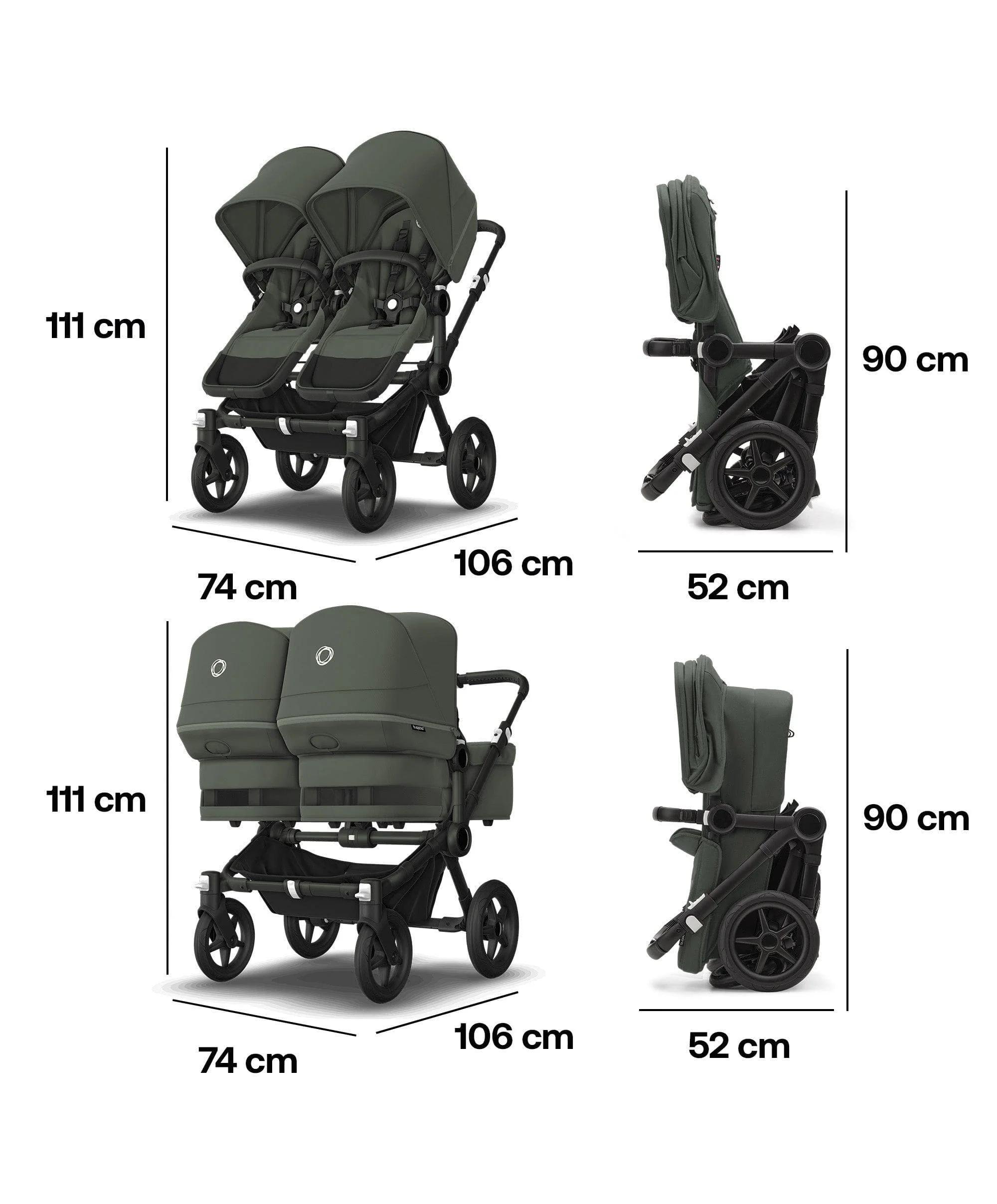 Bugaboo Donkey 5 Twin Carrycot & Seat Pushchair - Forest Green - Image 6