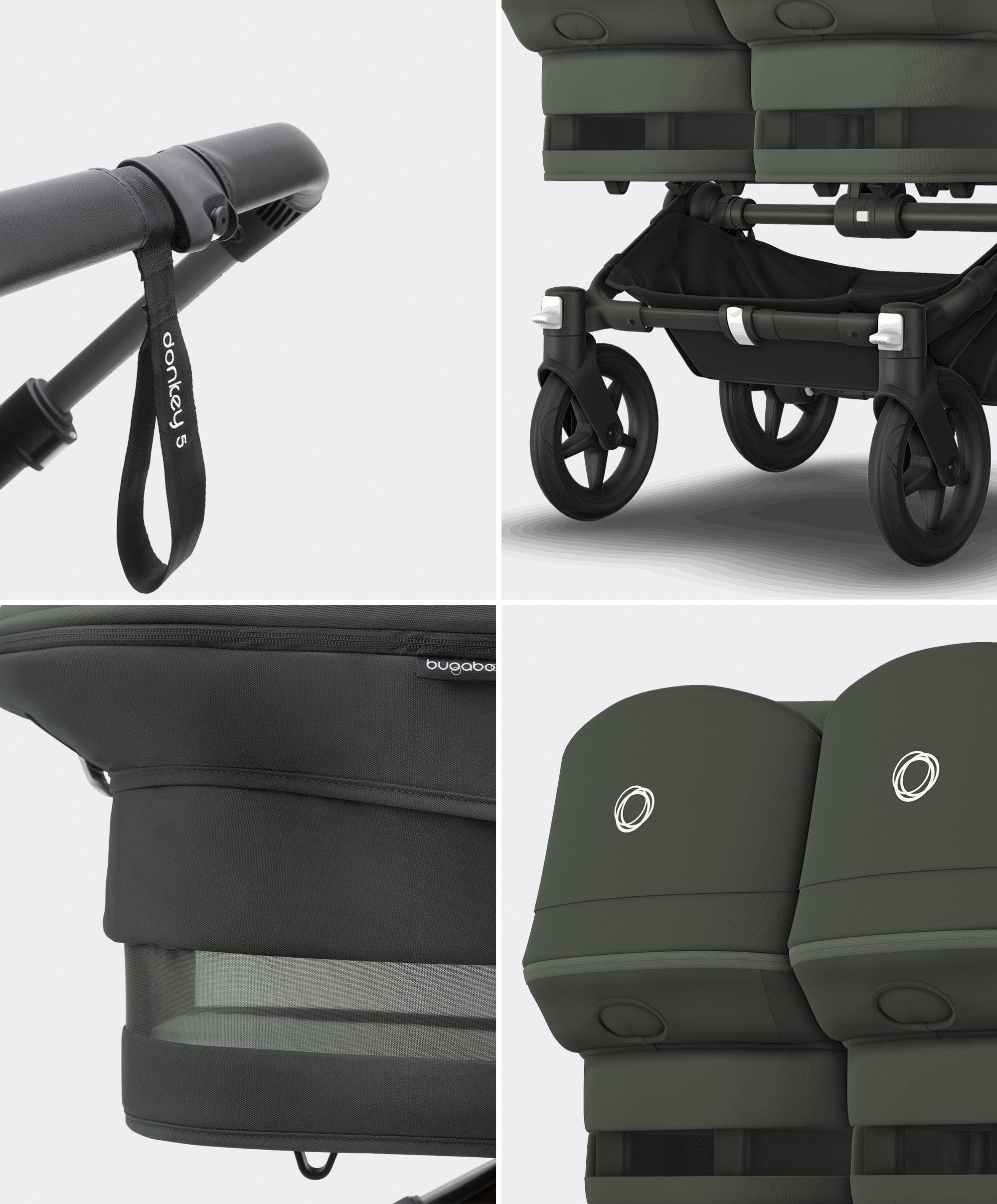 Bugaboo Donkey 5 Twin Carrycot & Seat Pushchair - Forest Green - Image 9