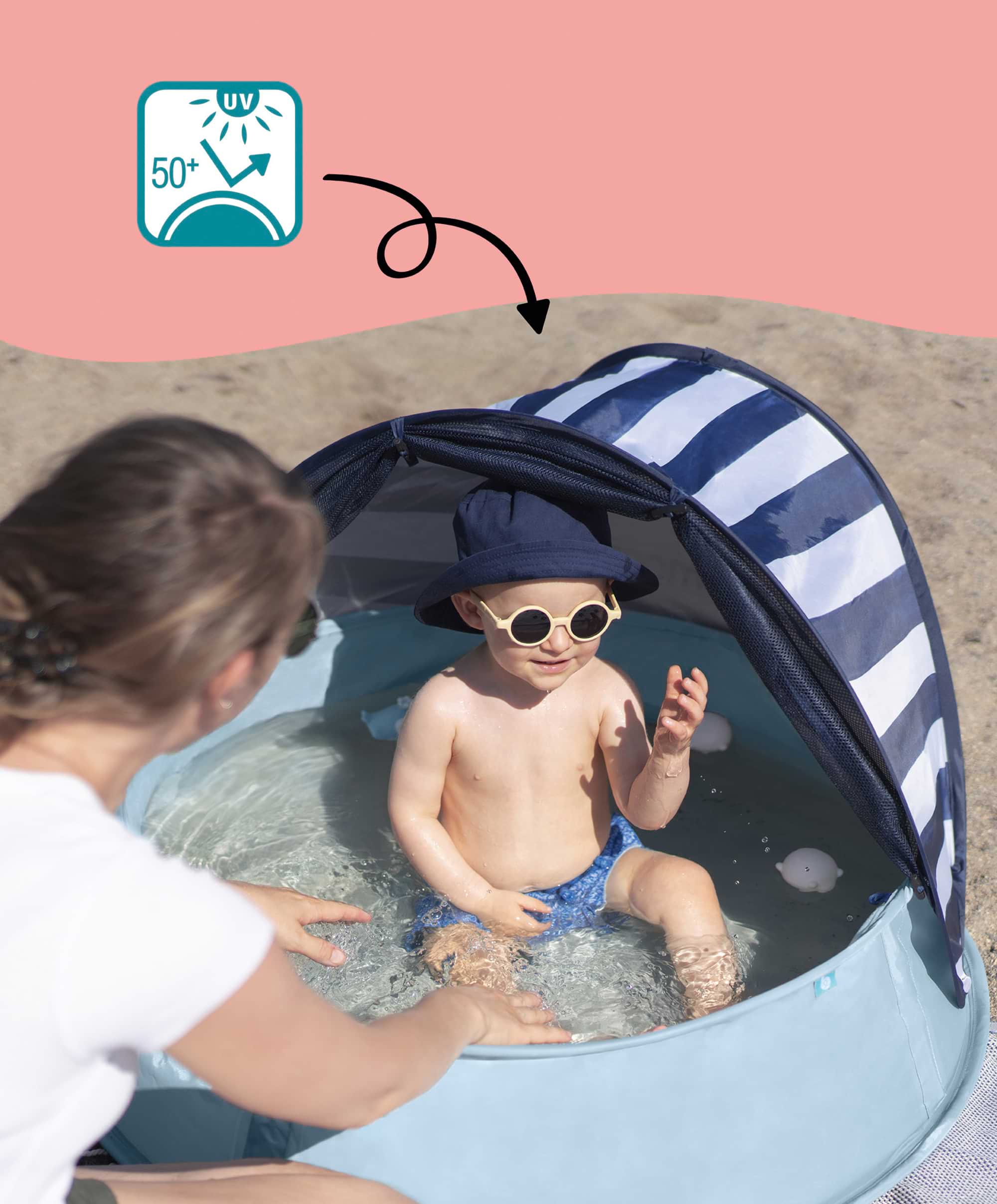 Babymoov Aquani Anti-UV Tent, Paddling Pool & Playpen UPF 50+ - Mariniere - Image 12