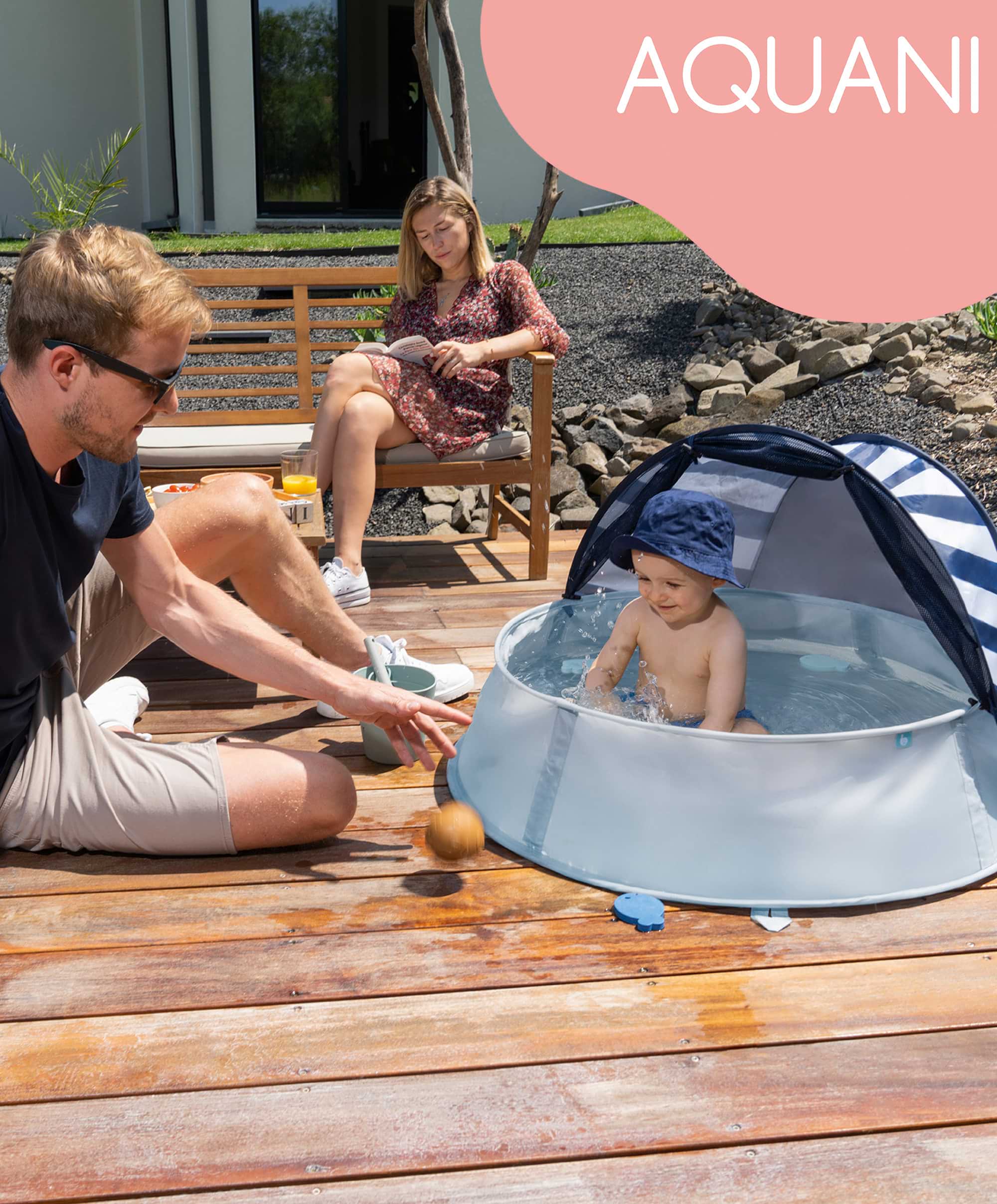 Babymoov Aquani Anti-UV Tent, Paddling Pool & Playpen UPF 50+ - Mariniere - Image 2