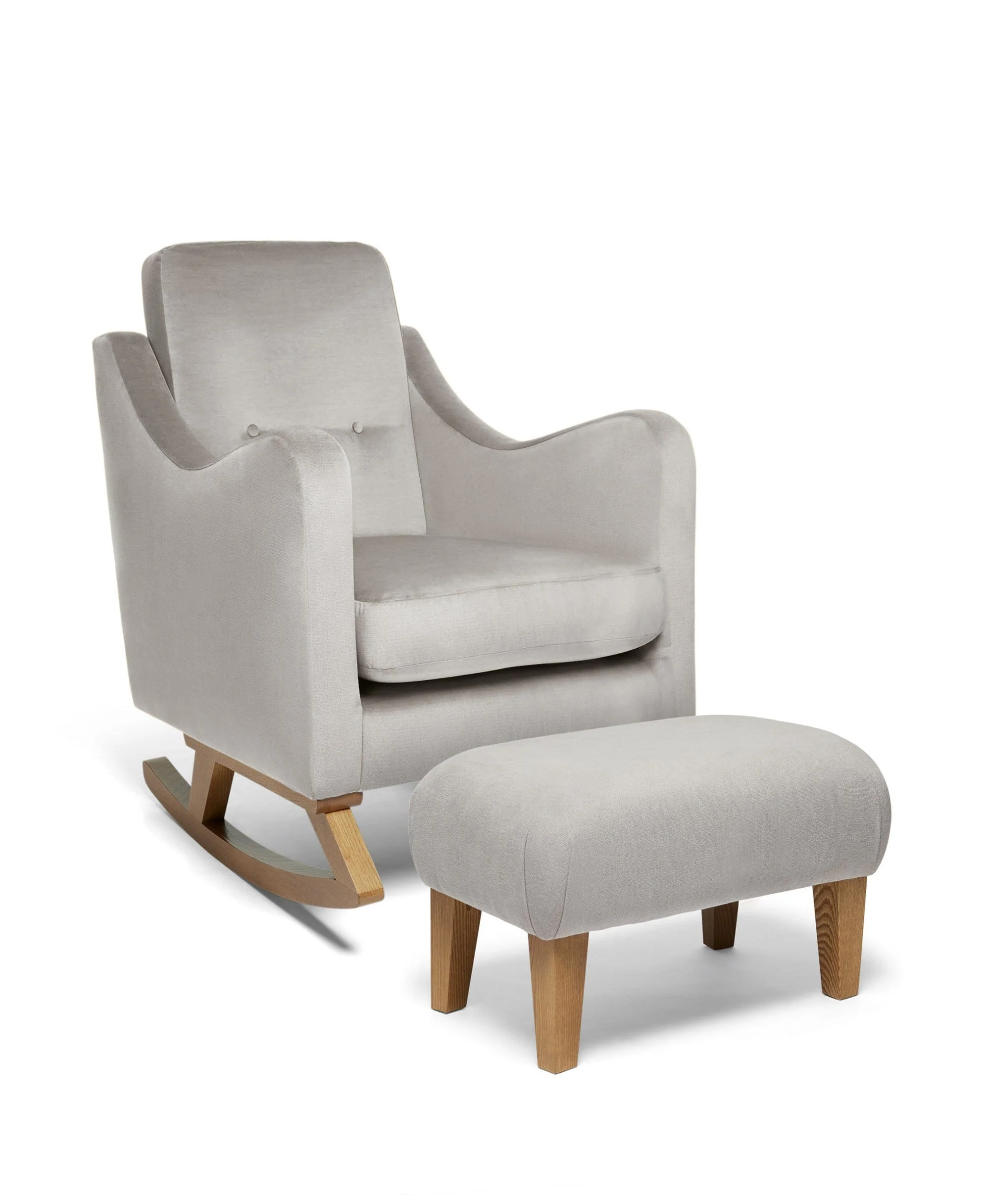 Bowdon Nursing Chair & Footstool Set - Silver Woven - Image 2