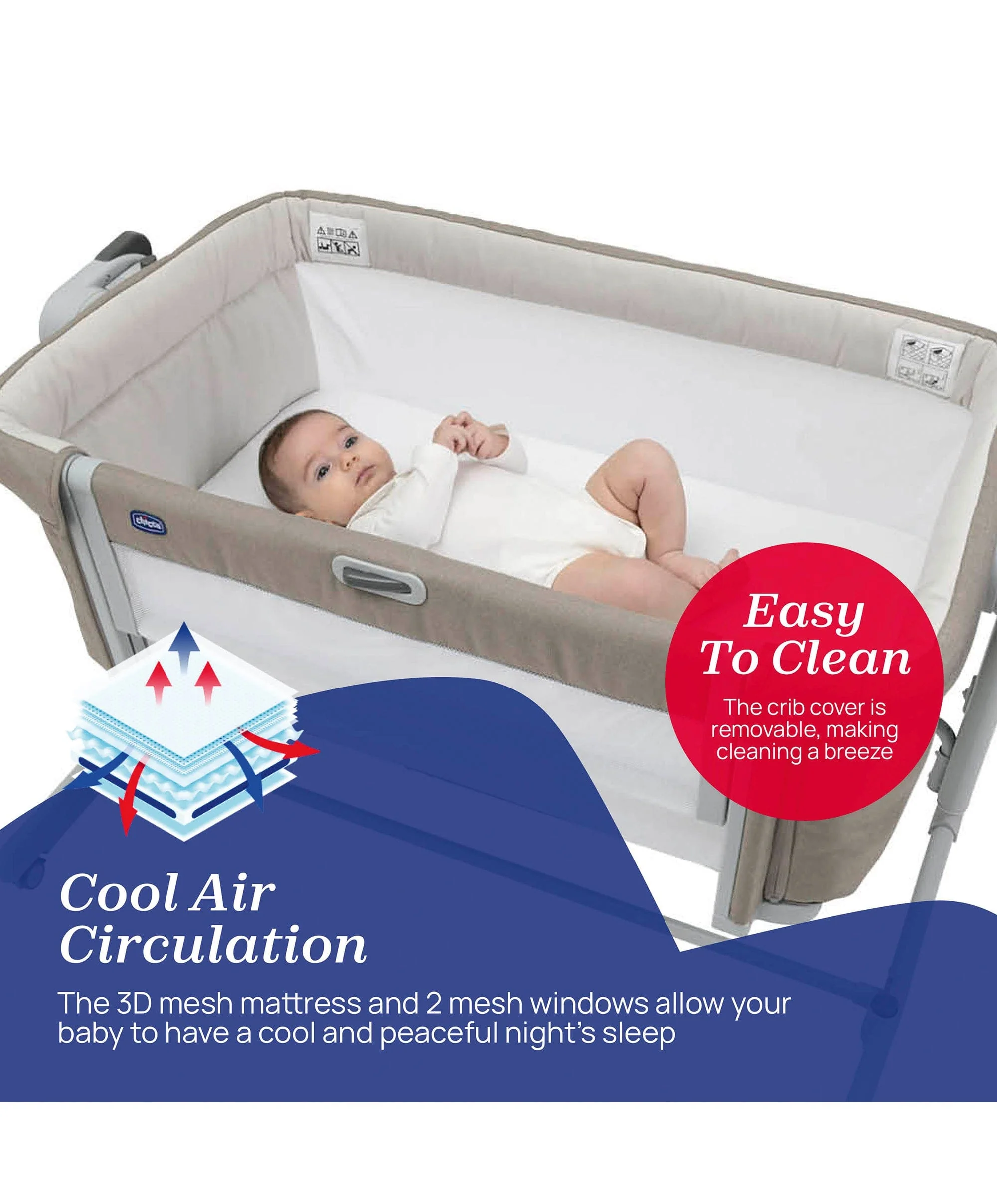 Chicco Next2Me Magic Evo Bedside Crib – Desert Taupe - Image 6