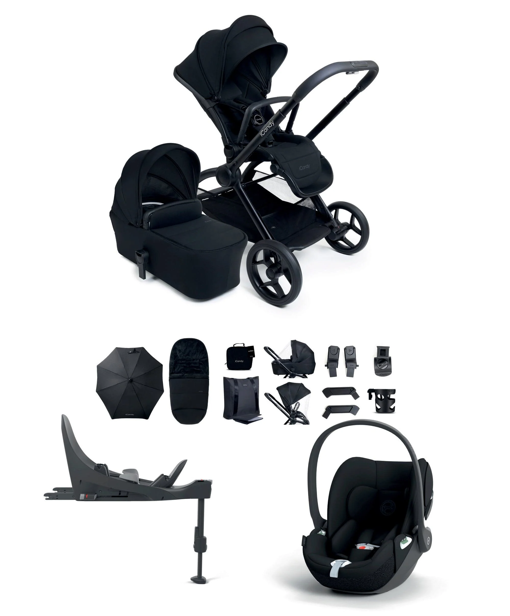 iCandy Core 2 Pushchair Bundle With Cybex Cloud T+ Car Seat & Base - Black