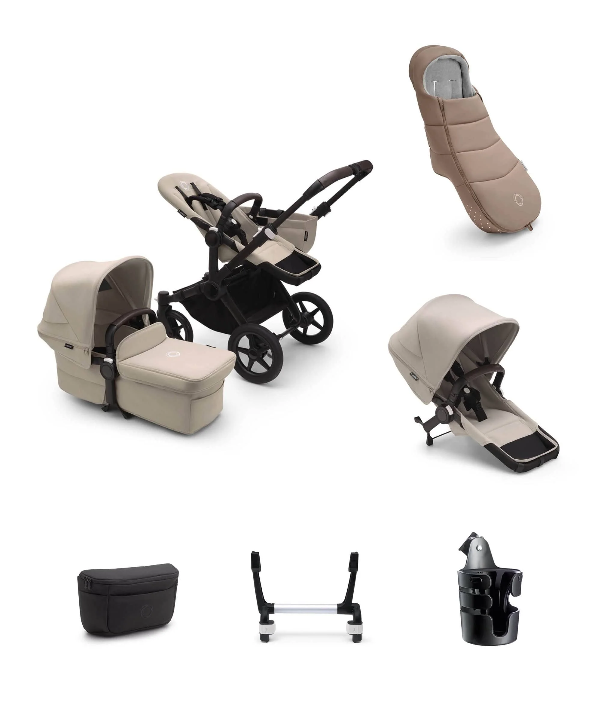 Bugaboo Donkey 5 Duo Essential Newborn Pushchair Bundle (7 Pieces) - Taupe