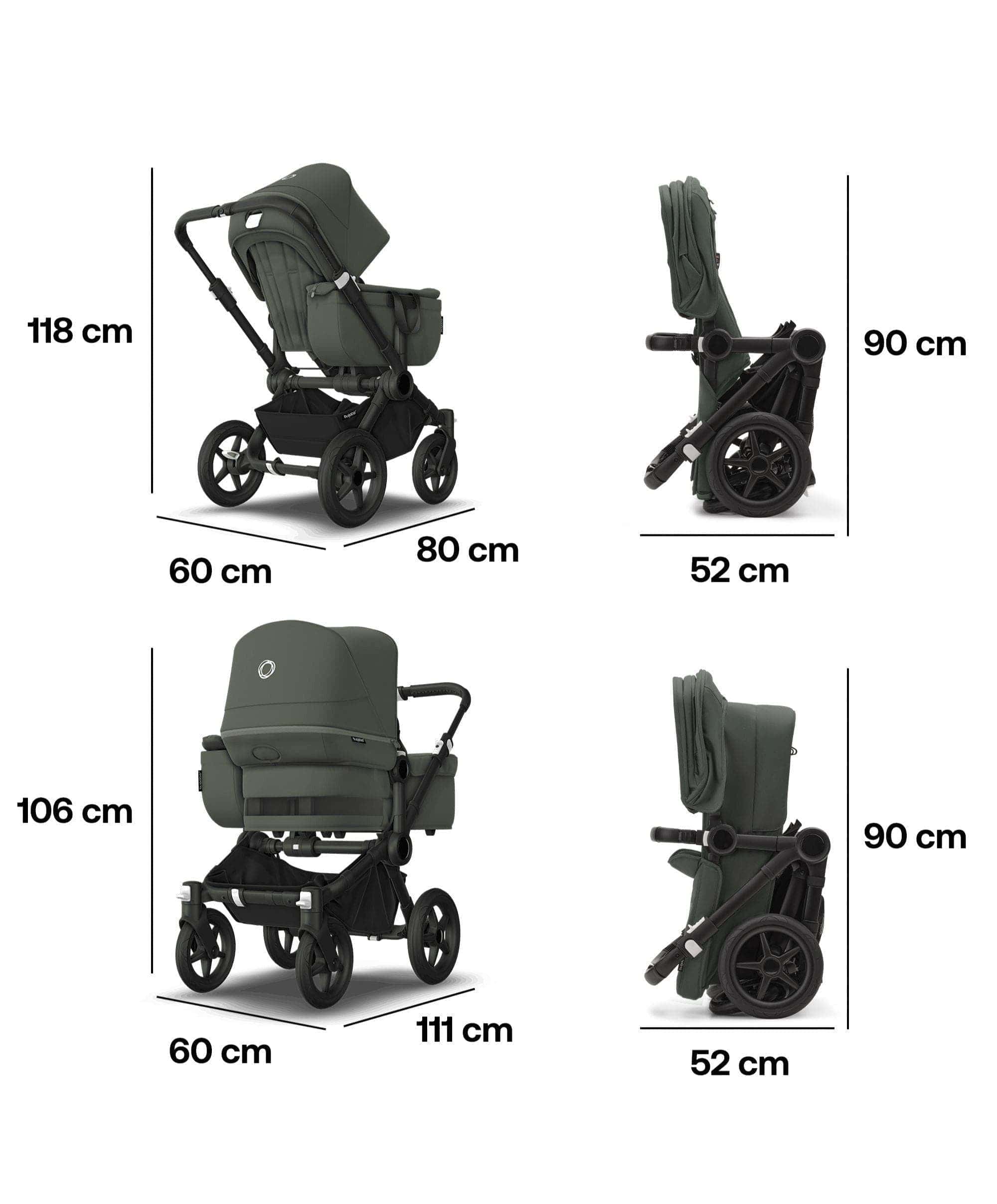 Bugaboo Donkey 5 Twin Pushchair Essential Bundle With Cybex Cloud T i-Size Rotating Baby Car Seat & Base (12 Pieces) - Forest Green - Image 8