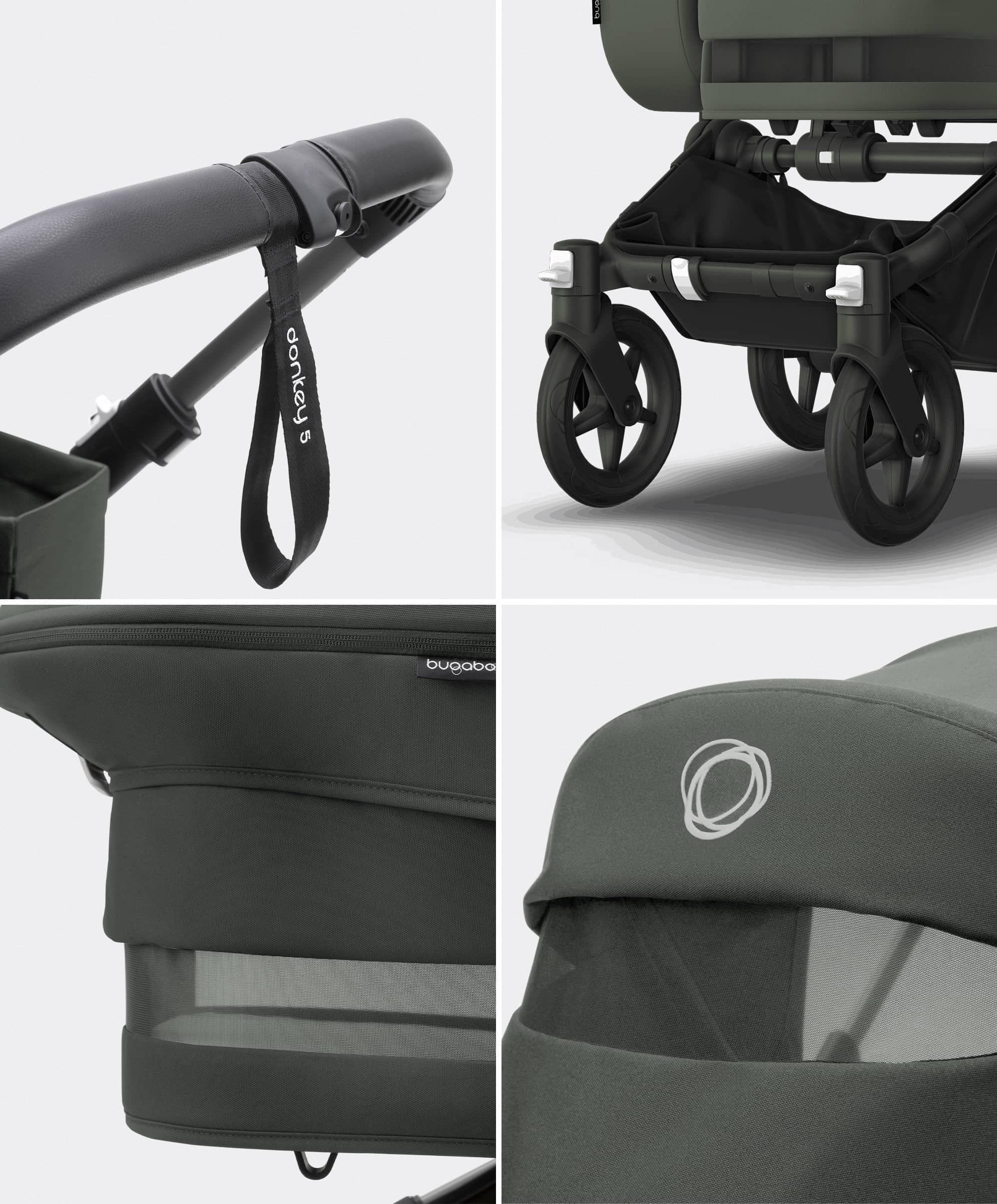 Bugaboo Donkey 5 Duo Essential Newborn Pushchair Bundle (7 Pieces) - Forest Green - Image 8