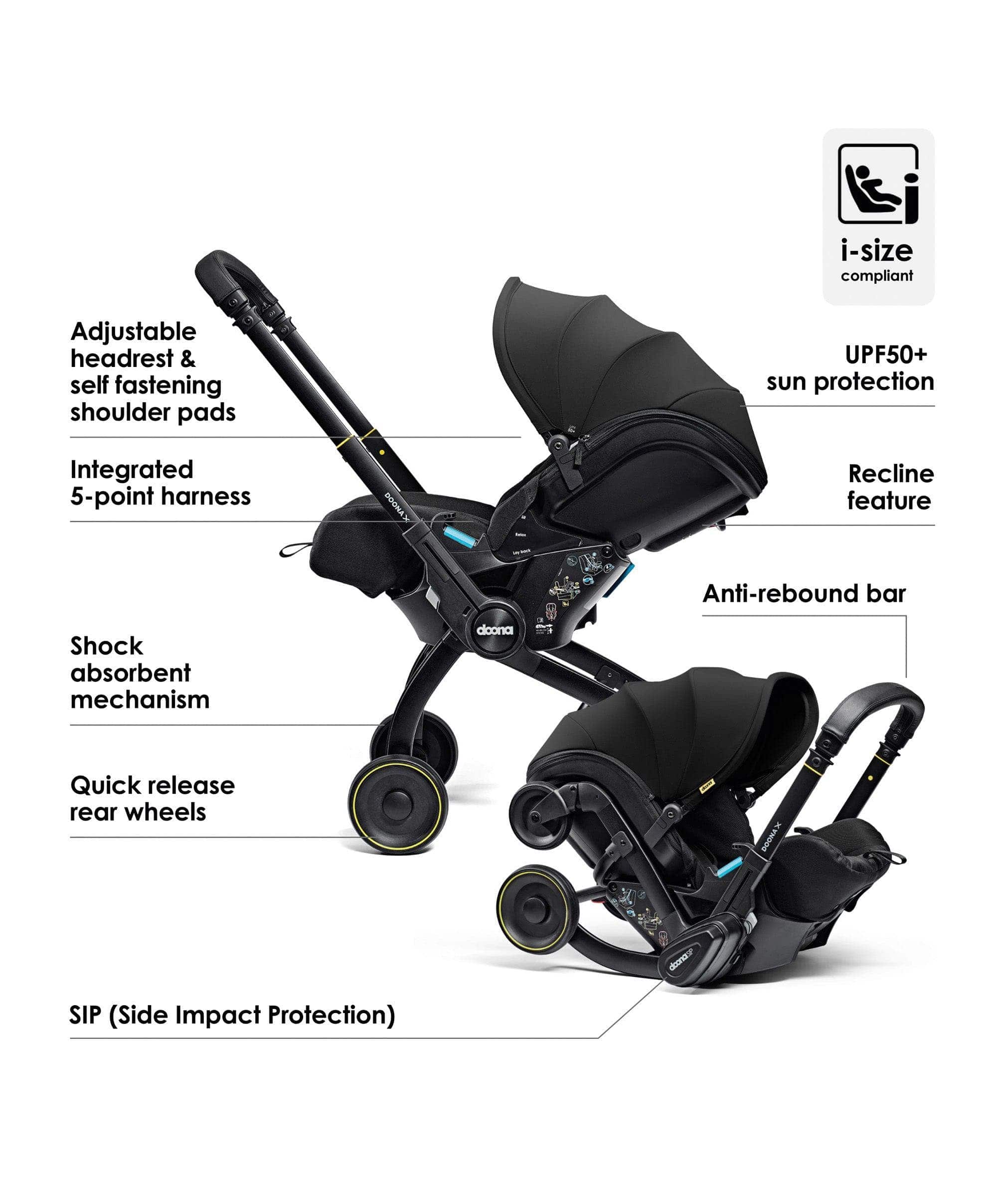 Doona X Car Seat & Stroller With Free Raincover - Nitro Black - Image 4