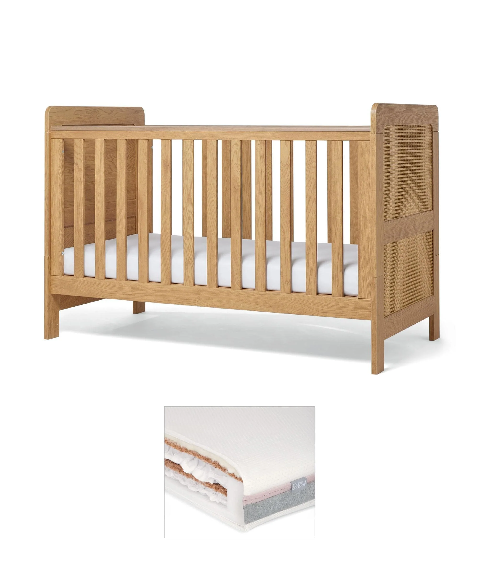 Esna Cotbed & Luxury Hybrid Twin Cotbed Mattress - Rattan