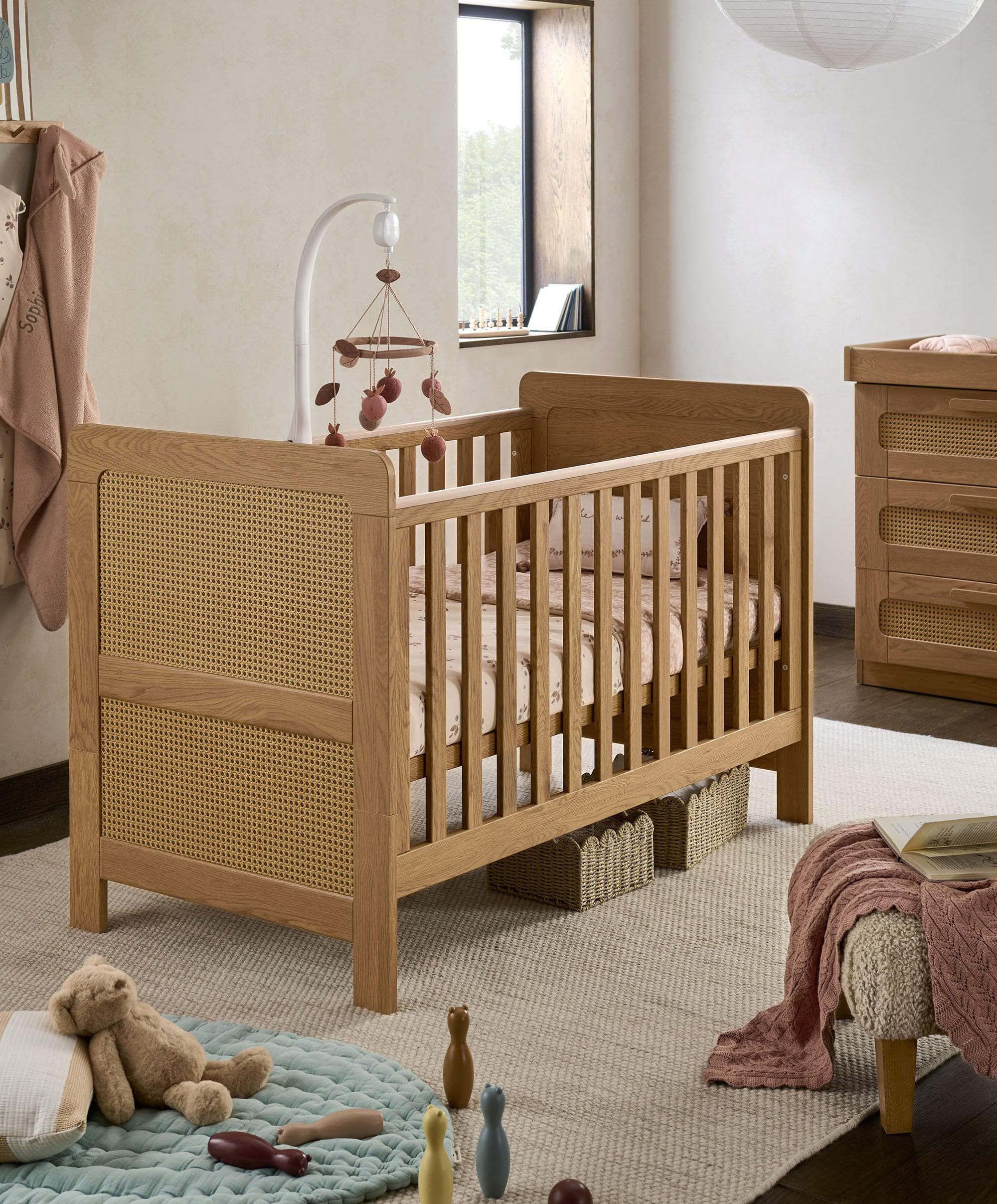 Esna Cotbed & Premium Pocket Spring Cotbed Mattress Bundle - Rattan - Image 2