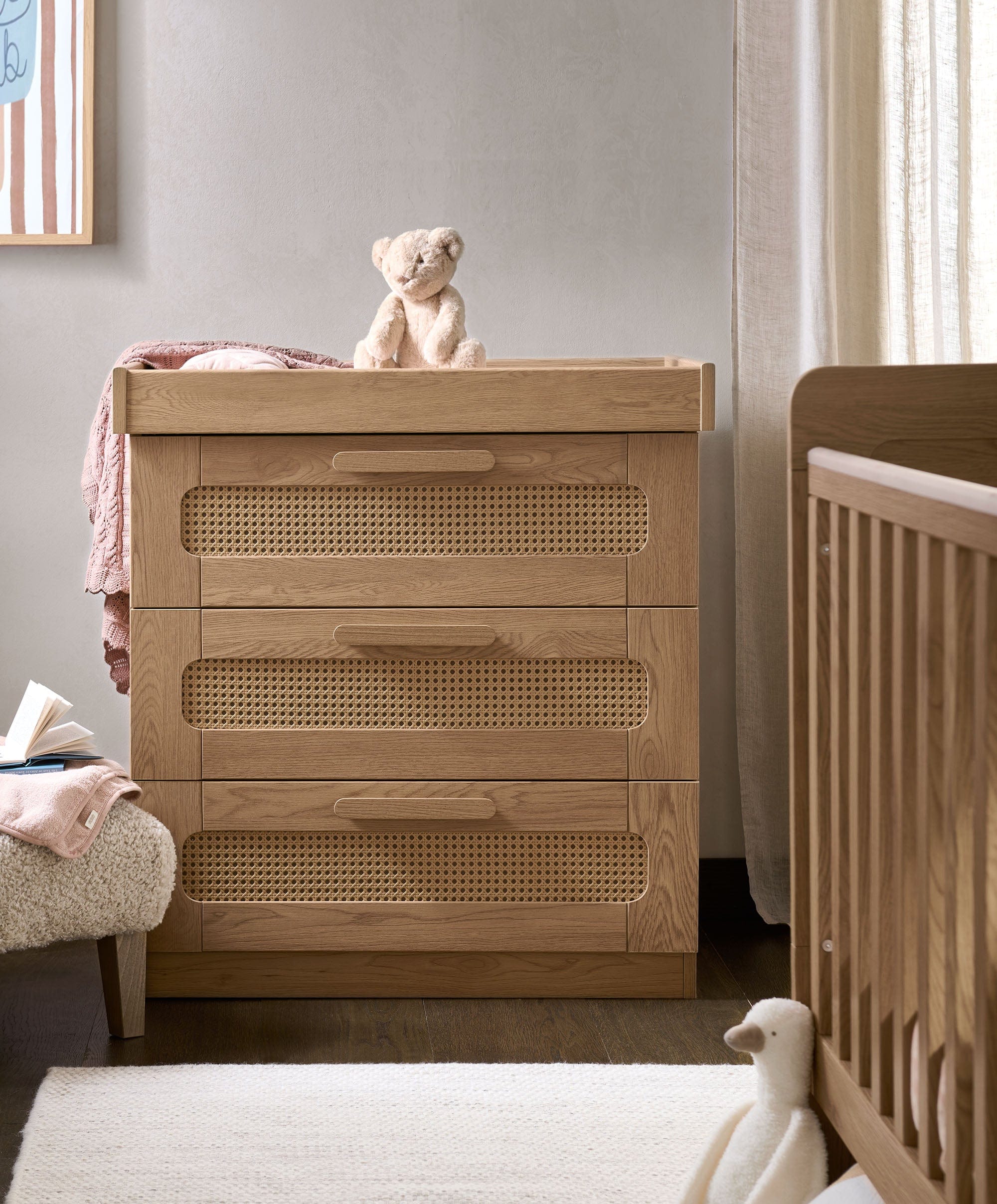 Esna 2 Piece Cotbed Set with Dresser Changer - Rattan - Image 5