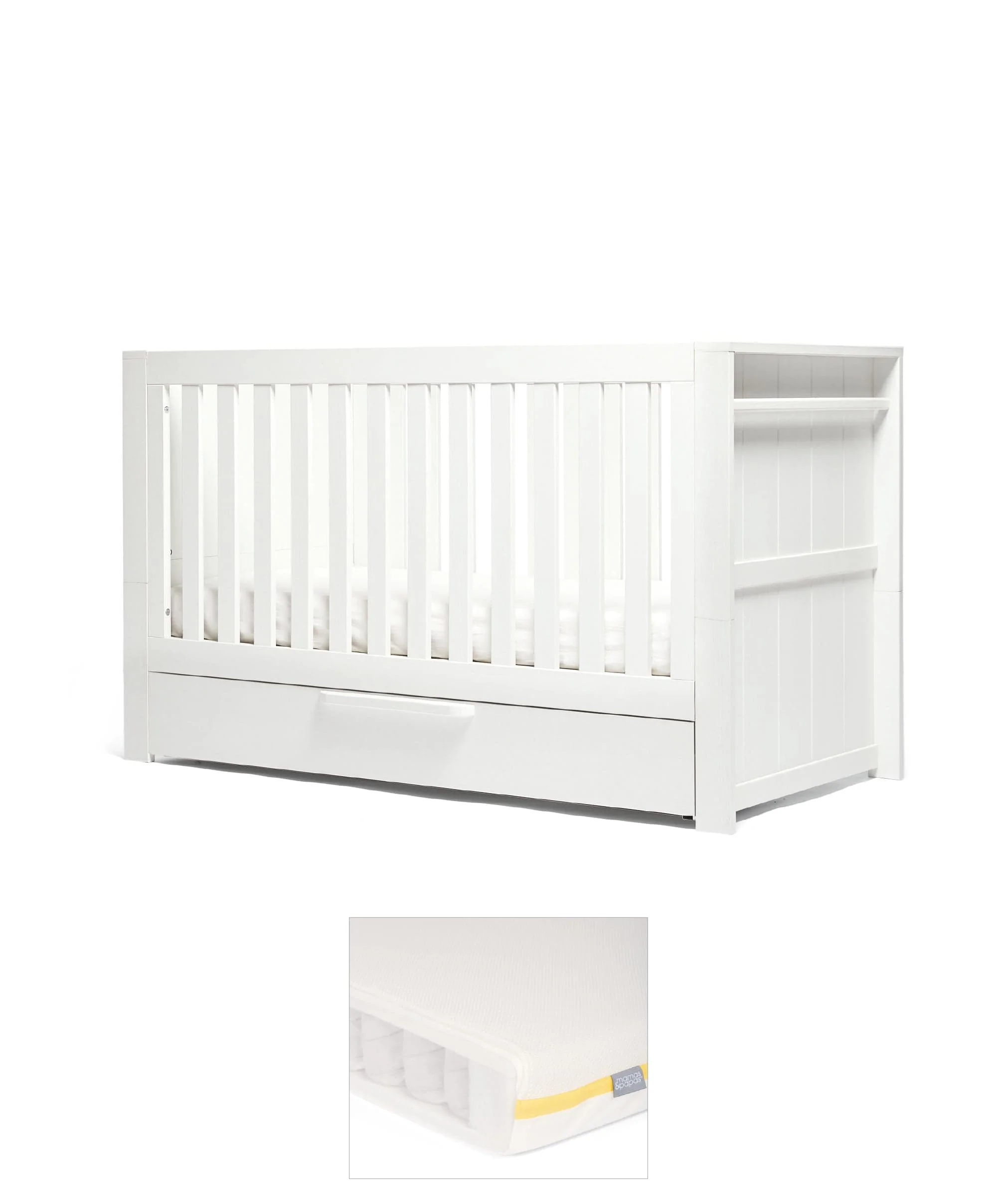 Franklin Cotbed & Essential Airflow Pocket Spring Mattress Bundle - White Wash