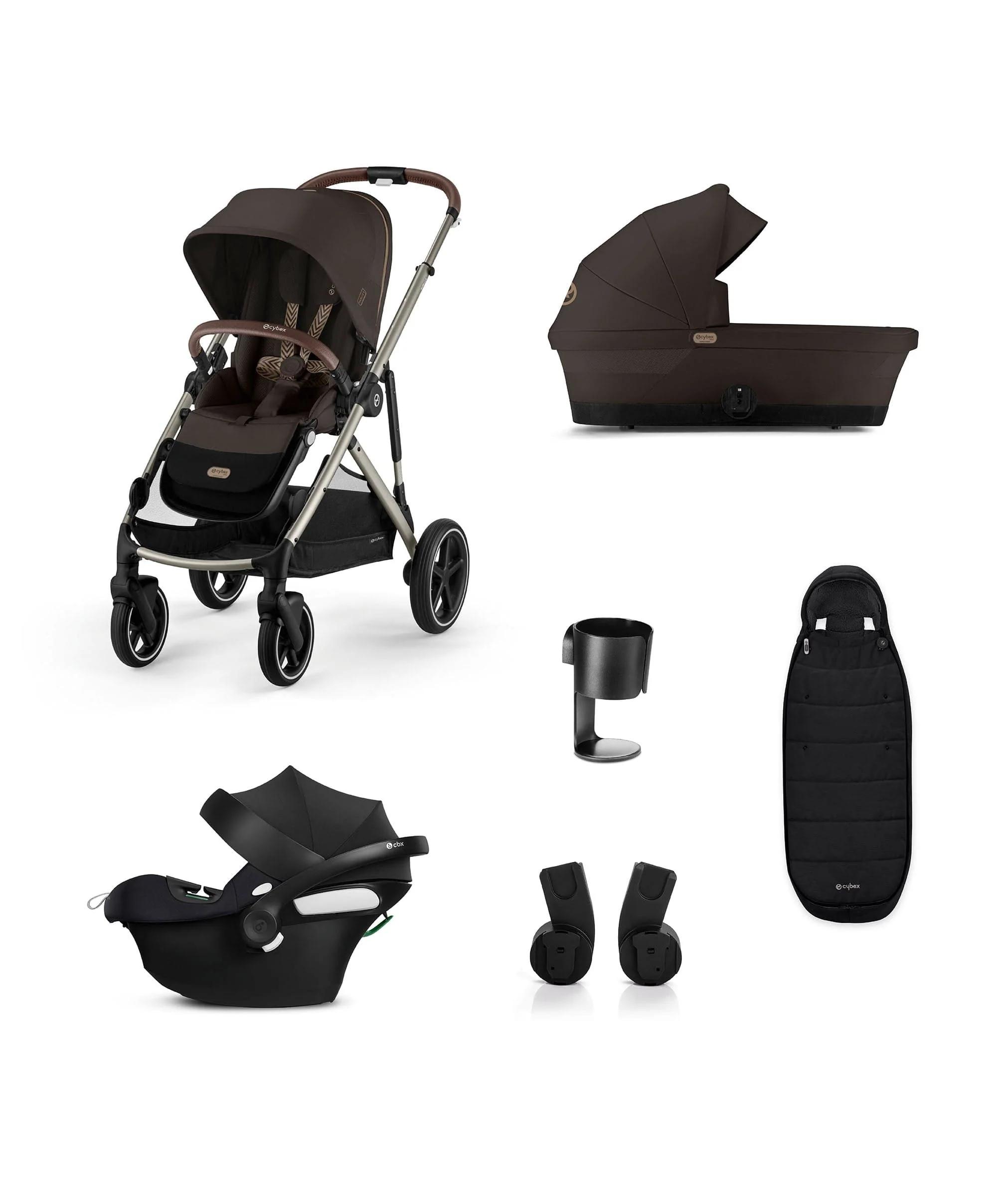 Cybex Gazelle S Pushchair Bundle with Cybex Aton B2 i-Size Car Seat & Base (6 Pieces) – Chocolate Brown