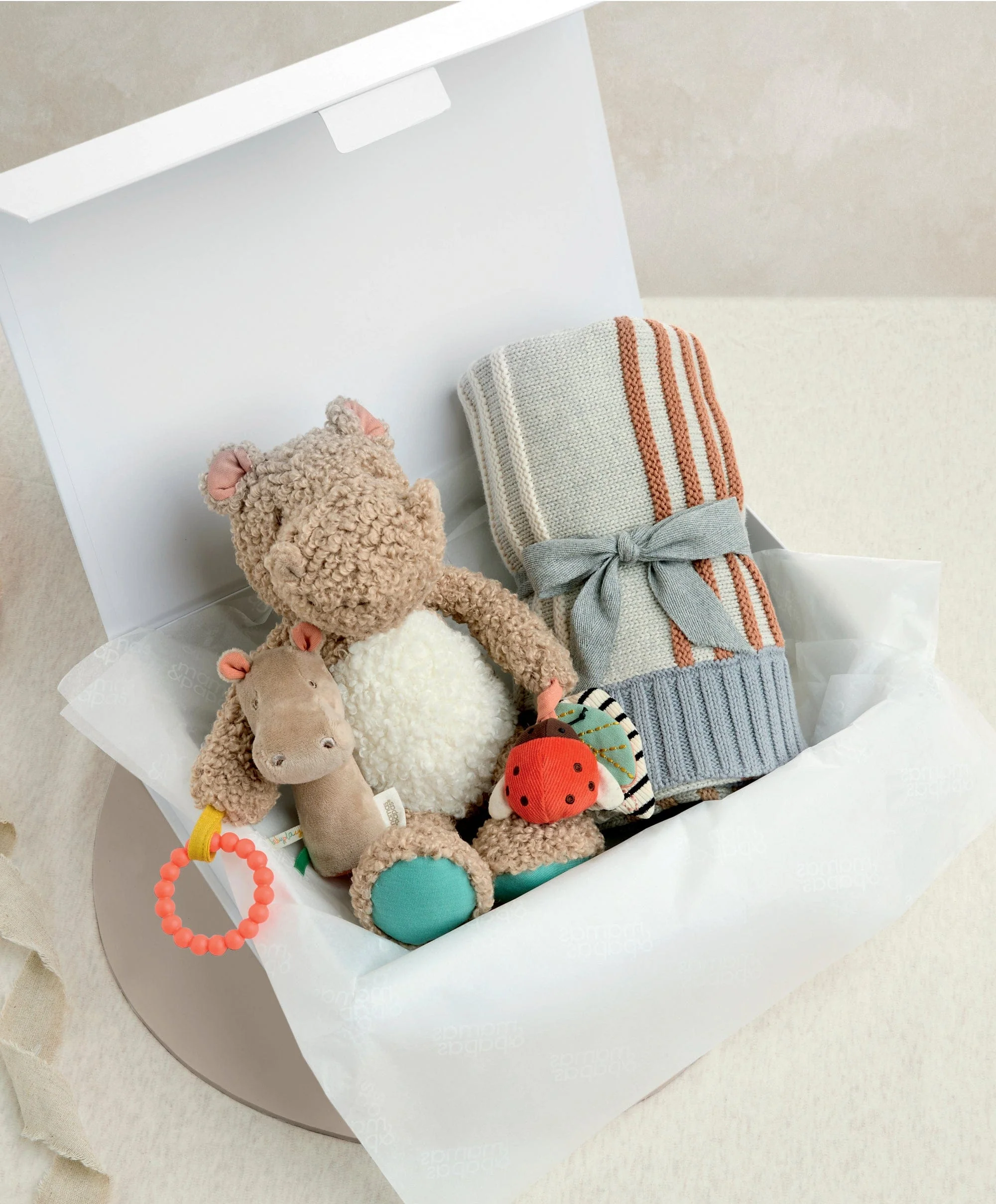 Knitted Blanket & Hippo Gift Box