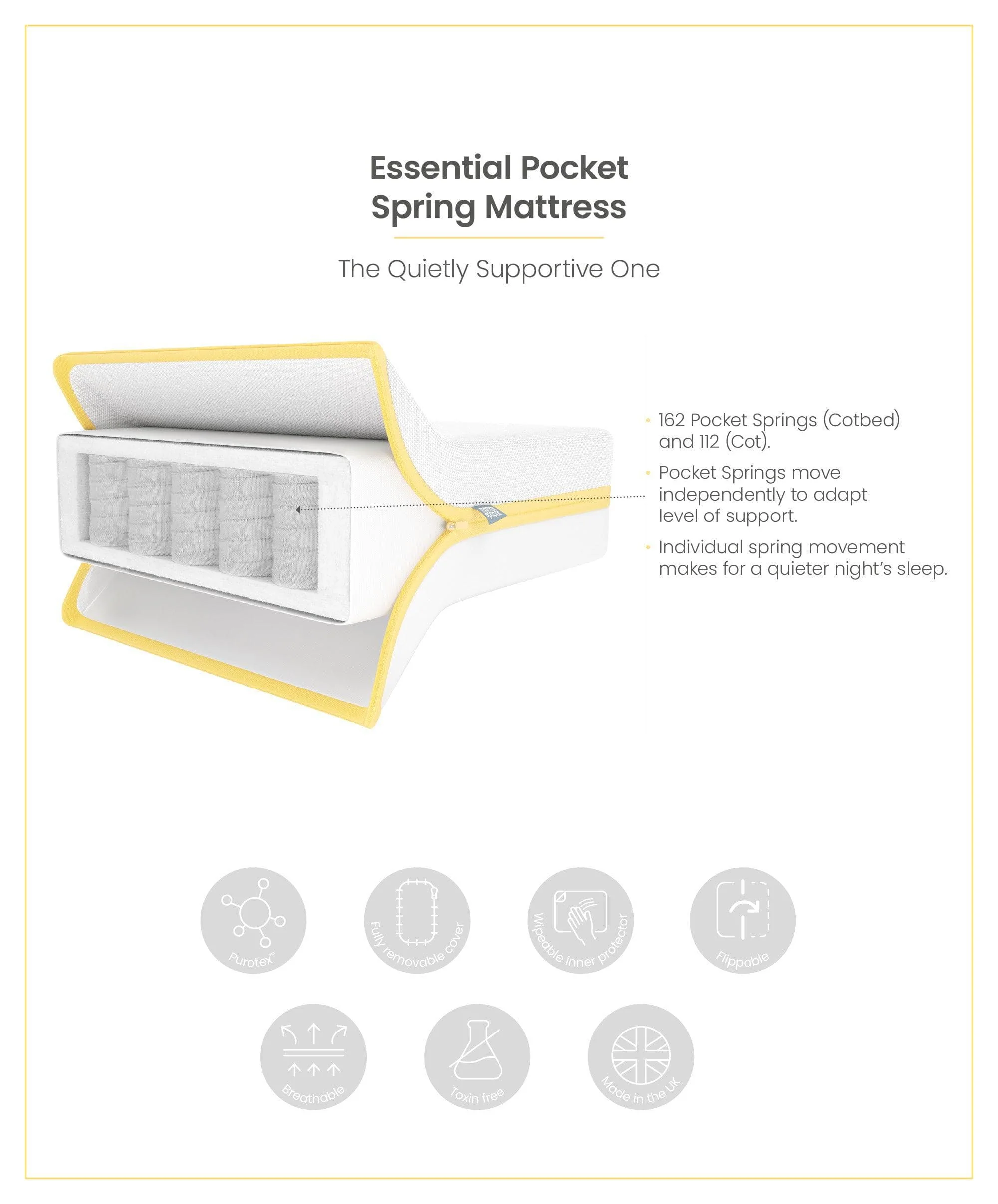 Hampden Cotbed & Essential Airflow Pocket Spring Cotbed Mattress Bundle - Cashmere - Image 10