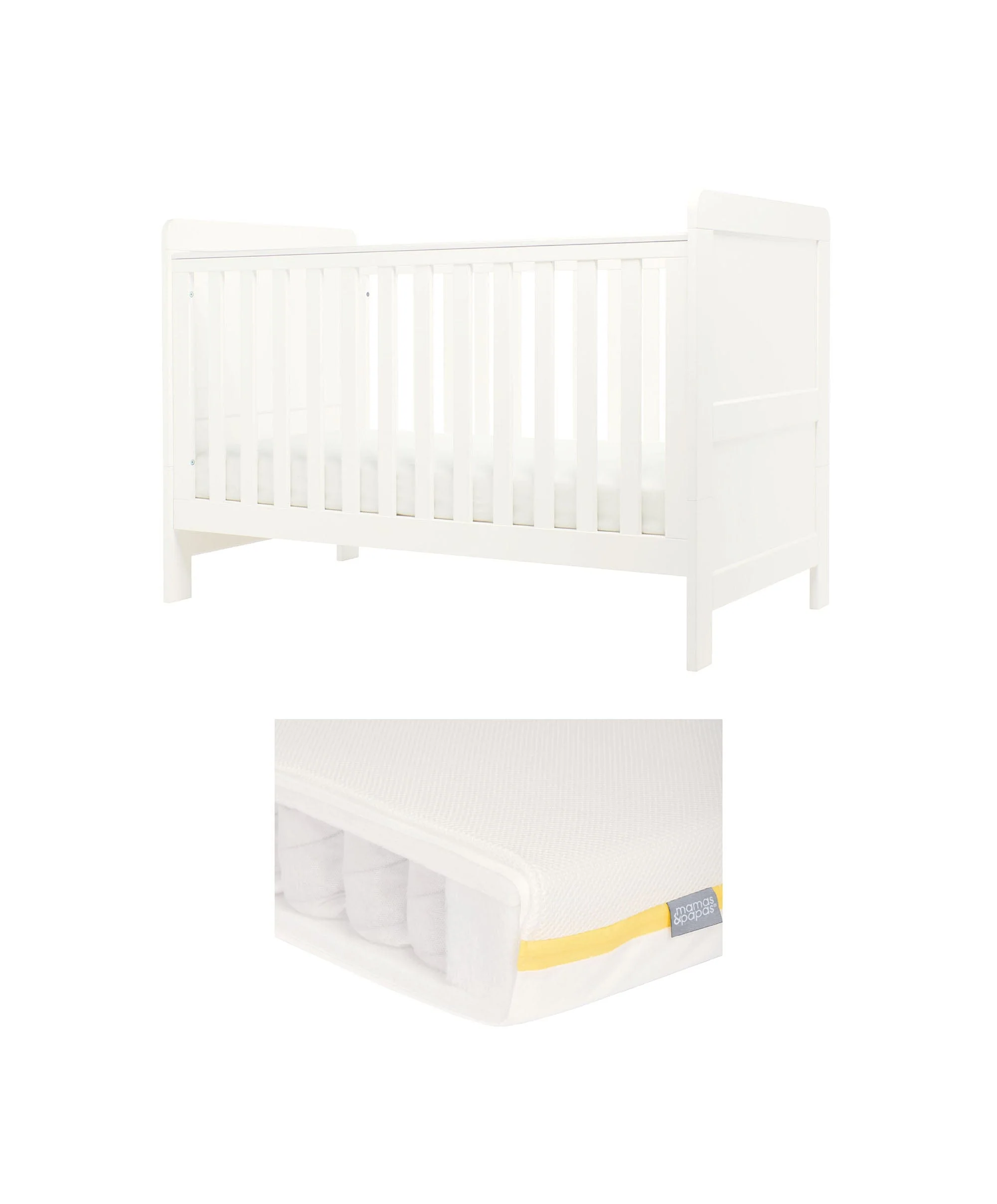 Hampden Cotbed & Essential Airflow Pocket Spring Mattress Bundle - White