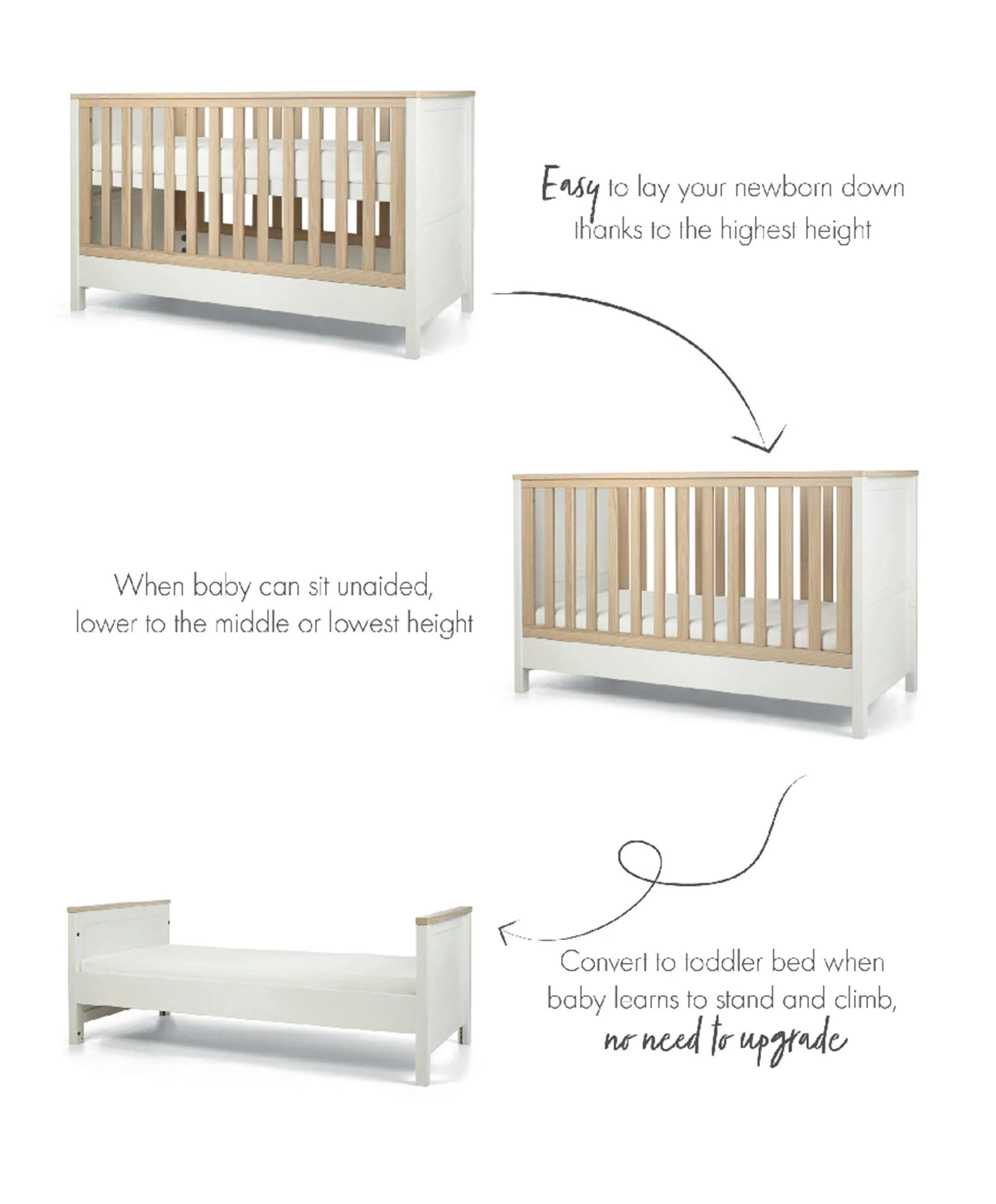 Harwell 2 Piece Cotbed Set with Dresser Changer - White - Image 17