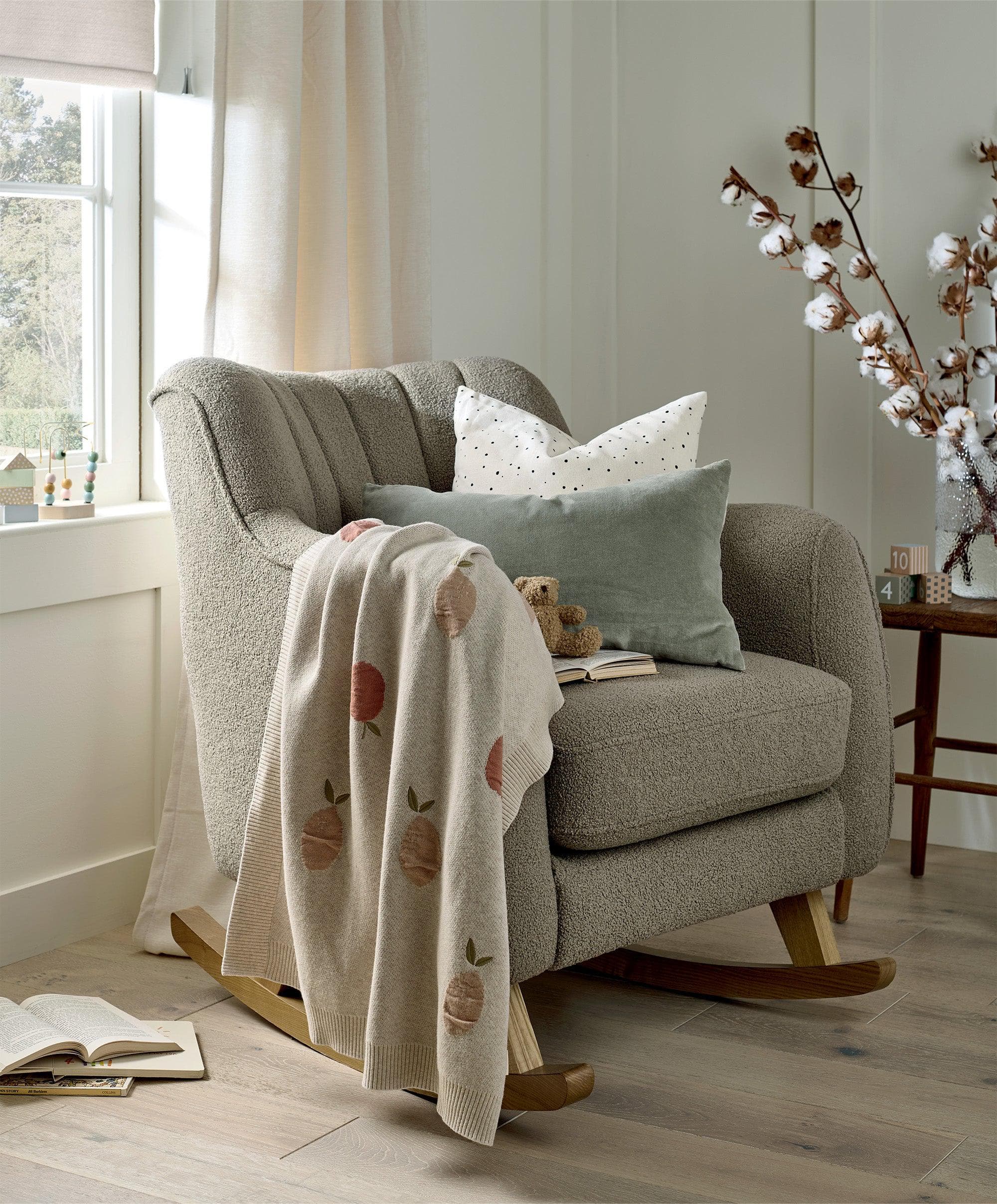 Hilston Nursing Chair & Footstool Set - Mink Boucle - Image 2
