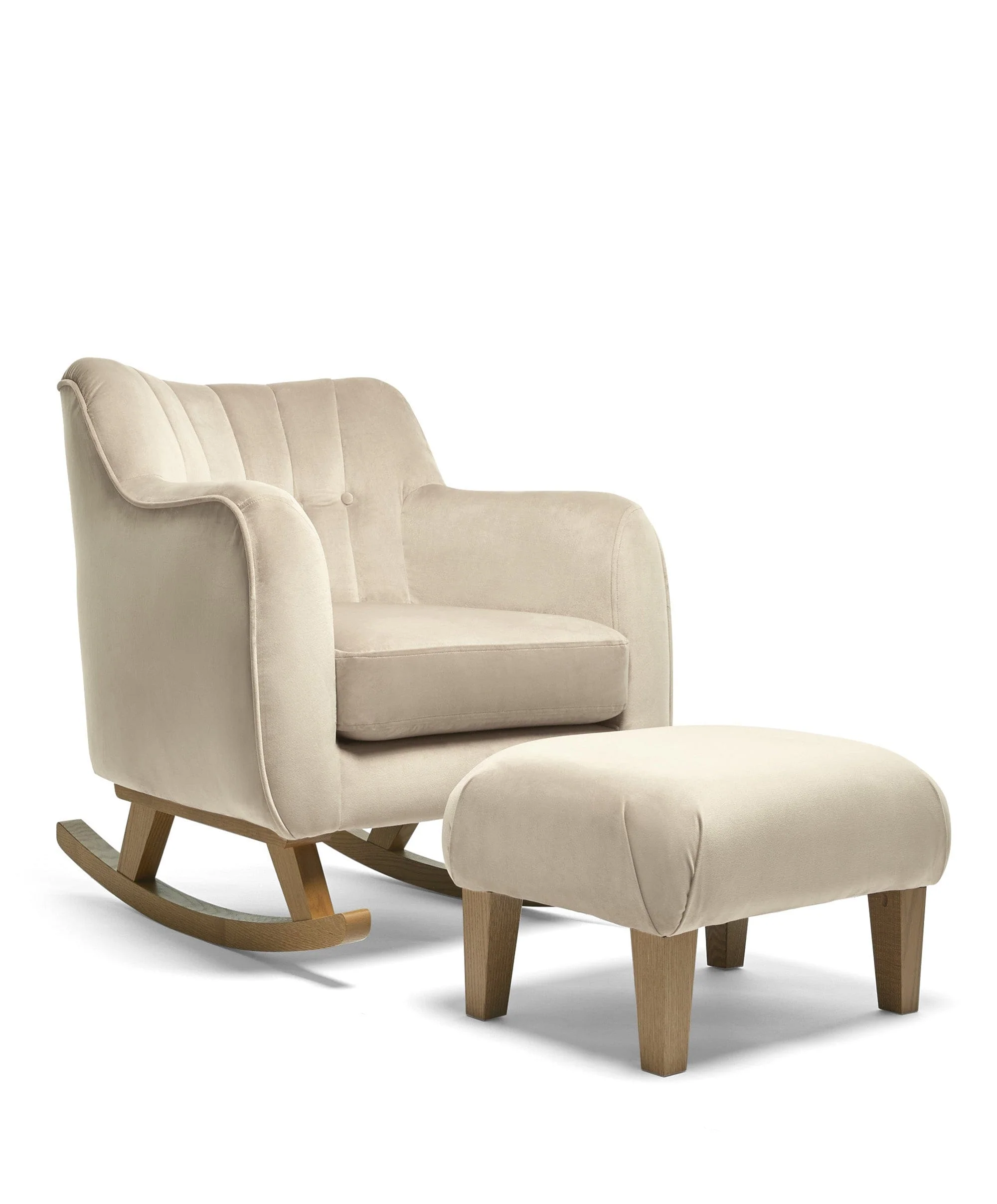 Hilston Nursing Chair & Footsool Set - Latte Velvet