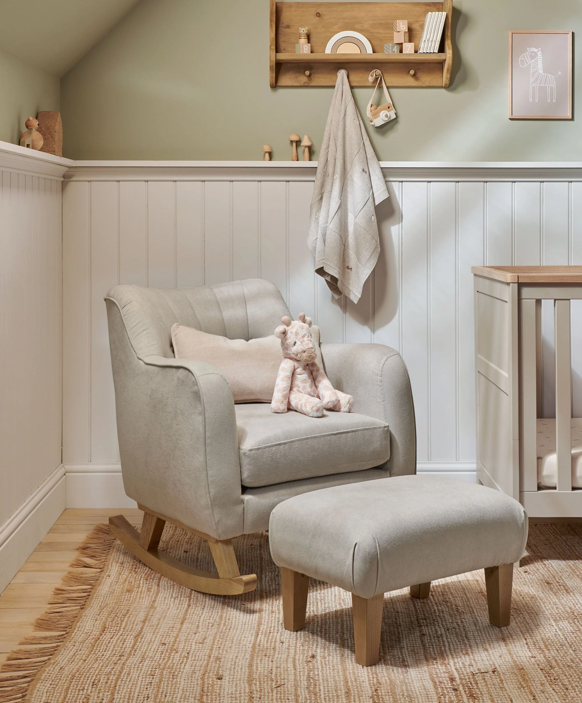 Hilston Nursing Chair & Footsool Set - Silver Woven