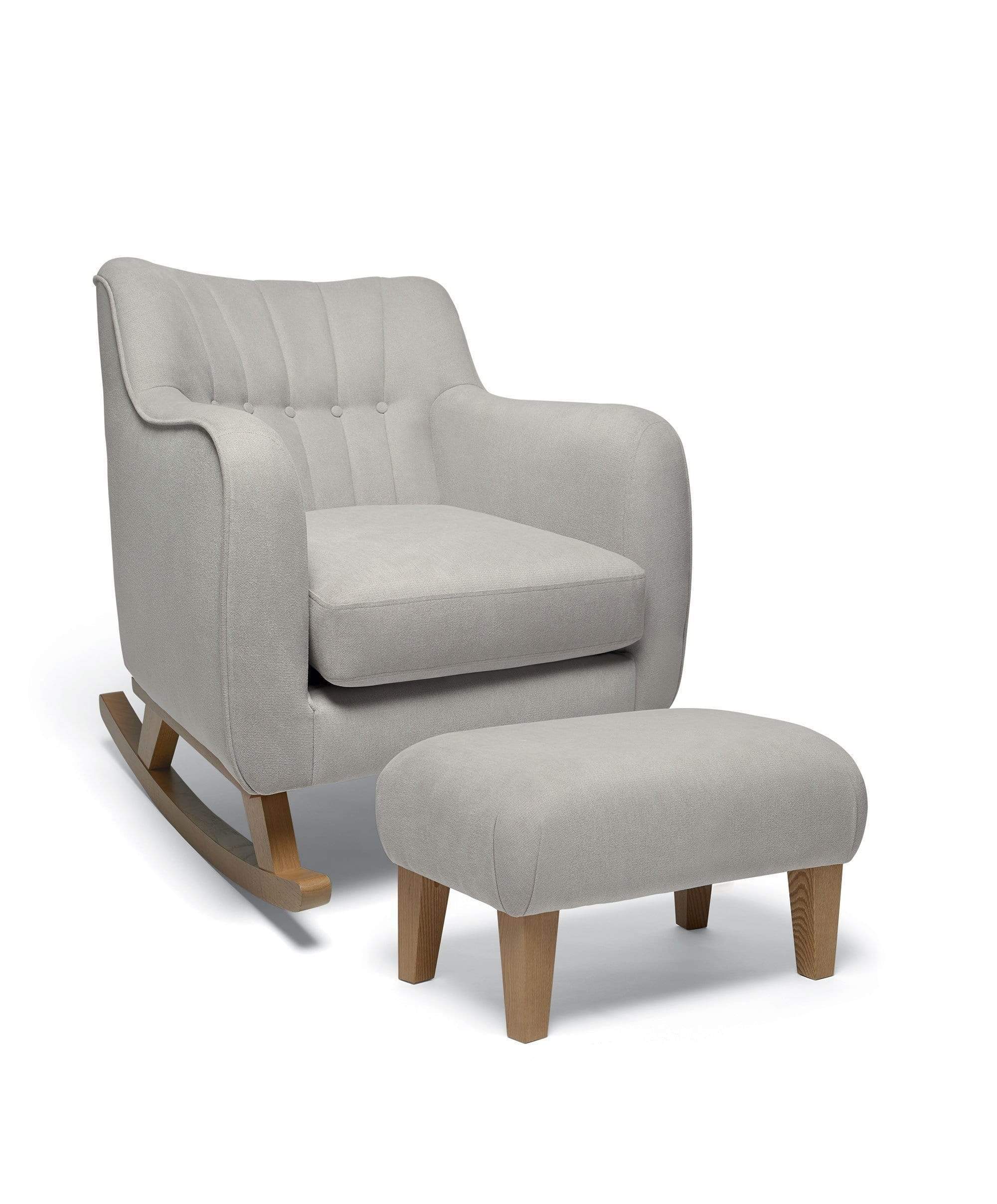 Hilston Nursing Chair & Footsool Set - Silver Woven - Image 3