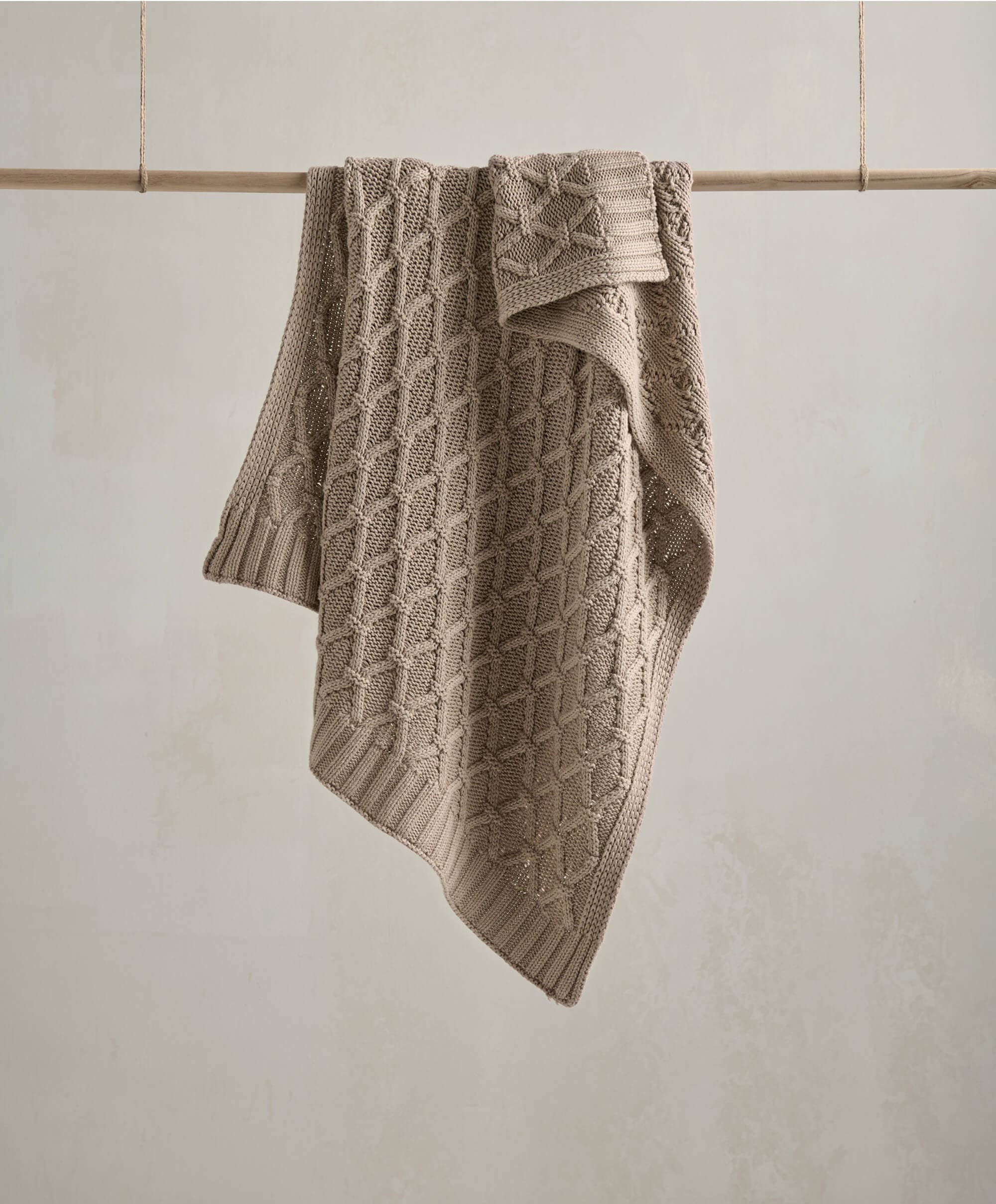 Cable Knit Blanket - Welcome to the World Seedling - Mocha - Image 10