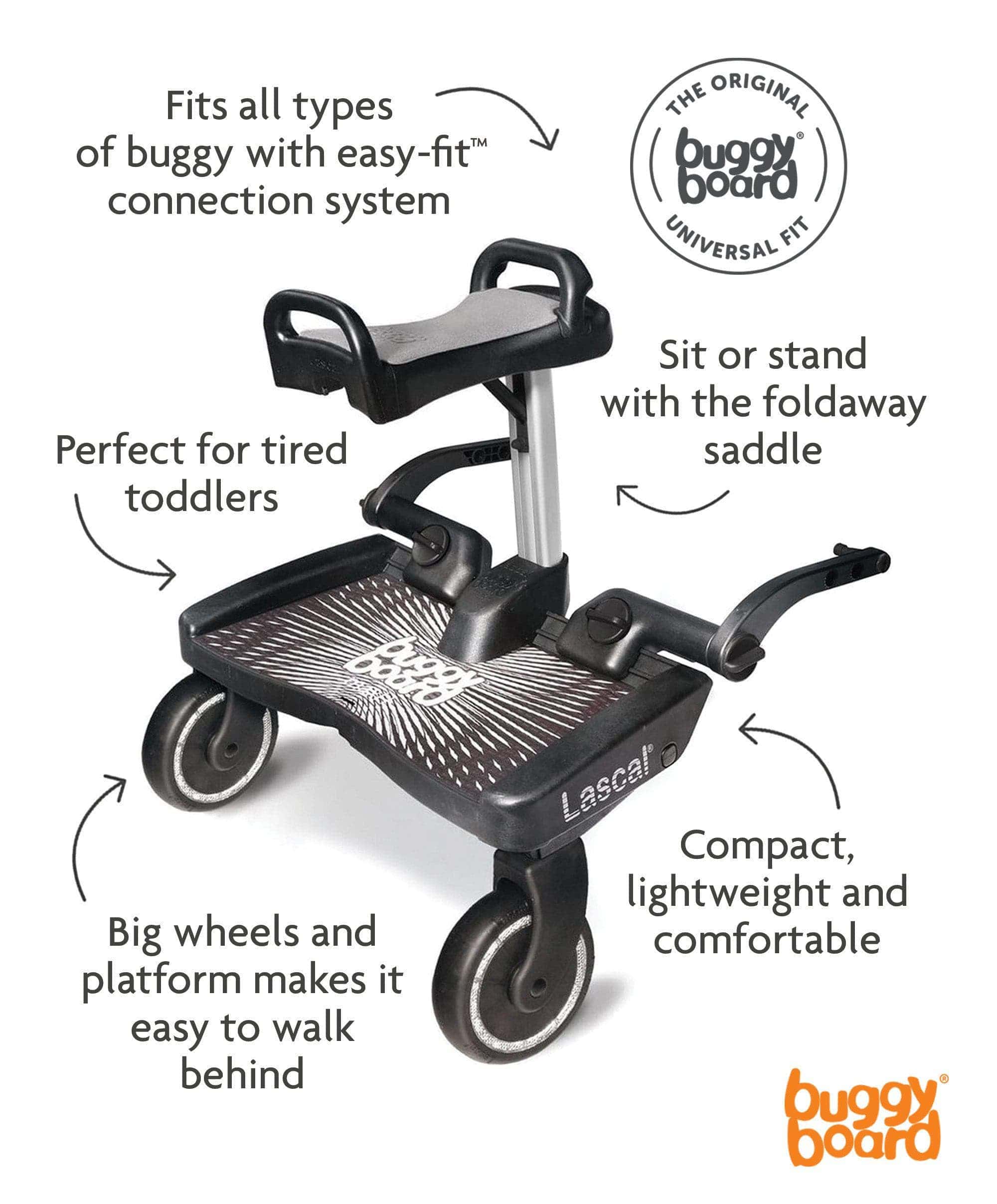 Lascal Black Maxi BuggyBoard® Plus Grey Saddle - Image 2