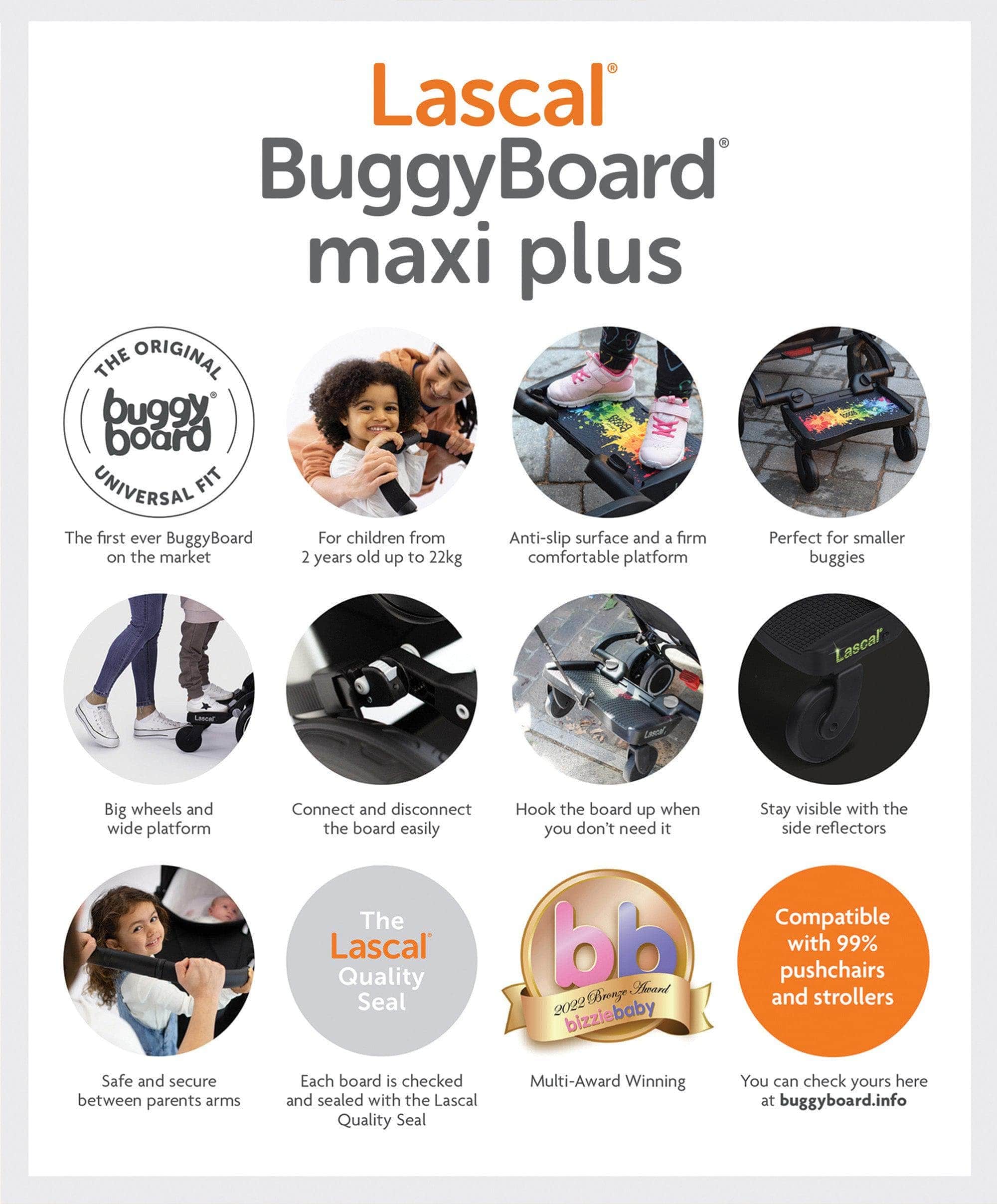 Lascal Black Maxi BuggyBoard® Plus Grey Saddle - Image 8