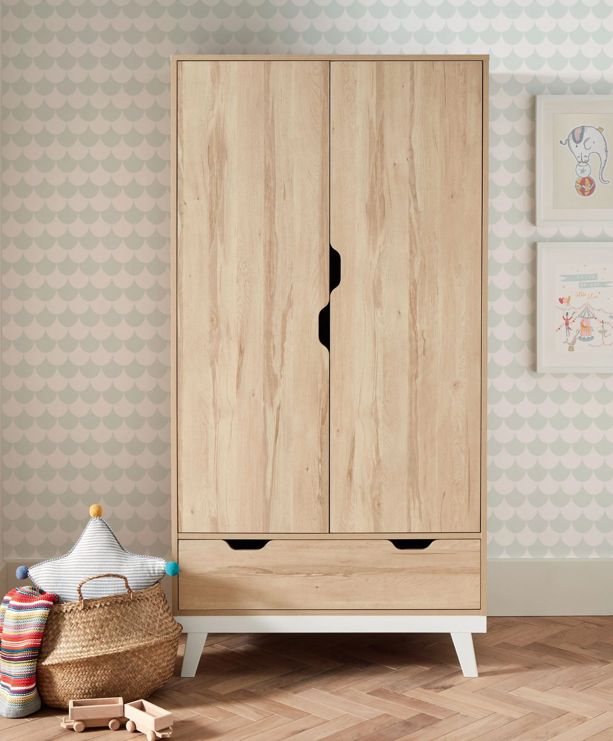 Lawson Nursery Wardrobe with Storage - Natural & White