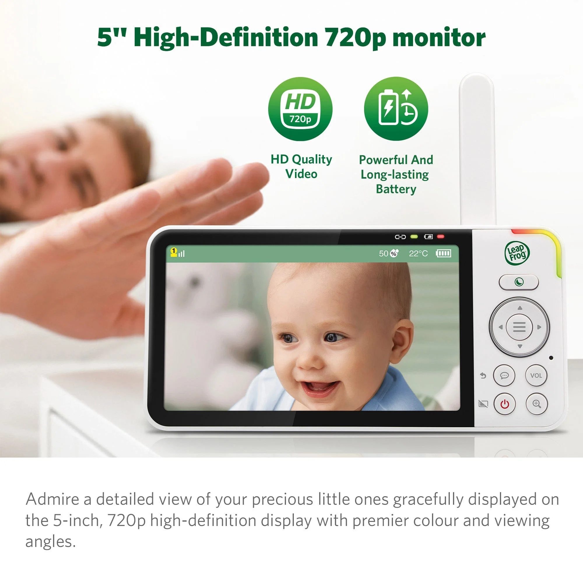 LeapFrog LF915HD 5" Video Baby Monitor with Colour Night Vision - White - Image 22