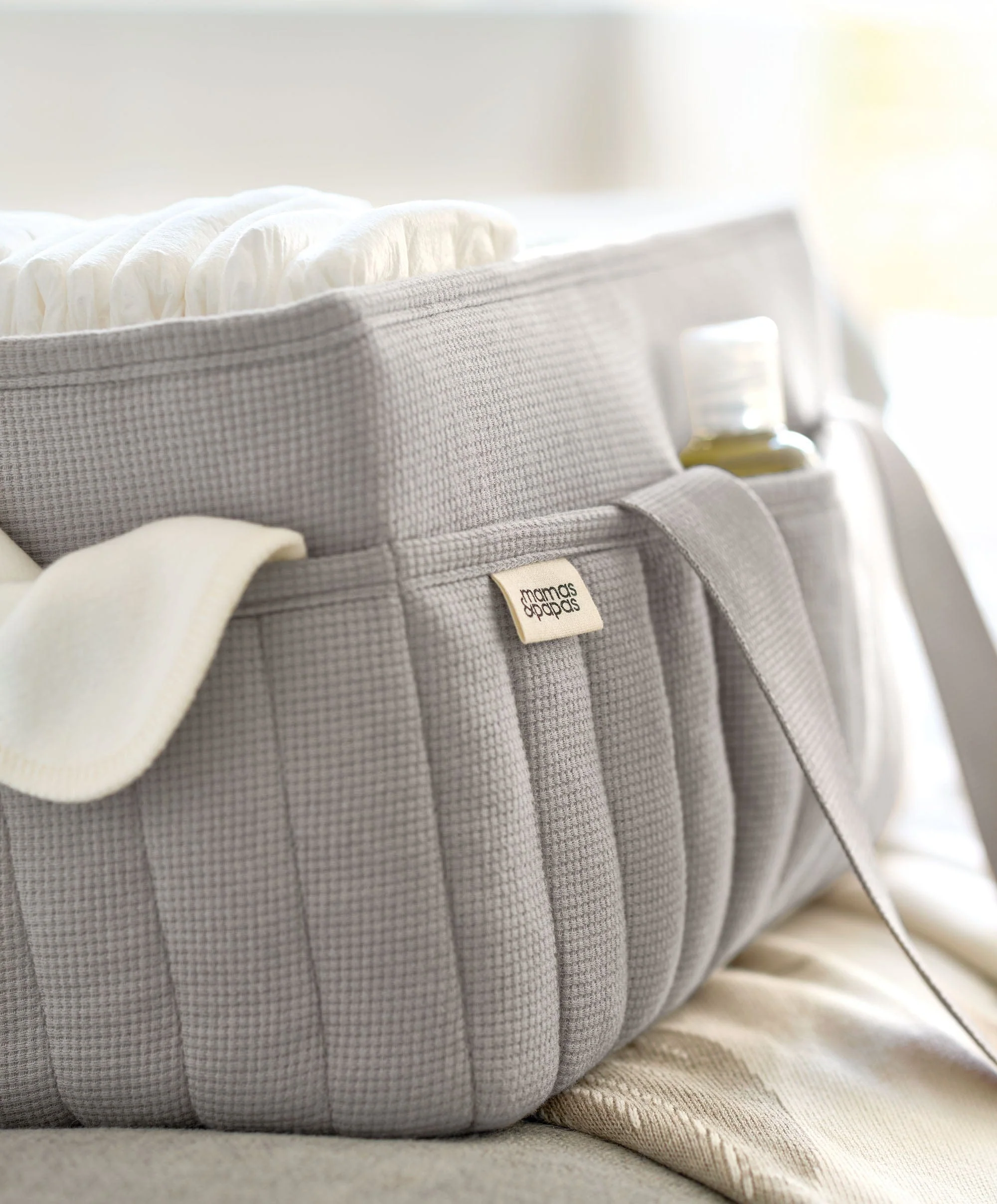 Nappy Caddy - Soft Grey Waffle - Image 2