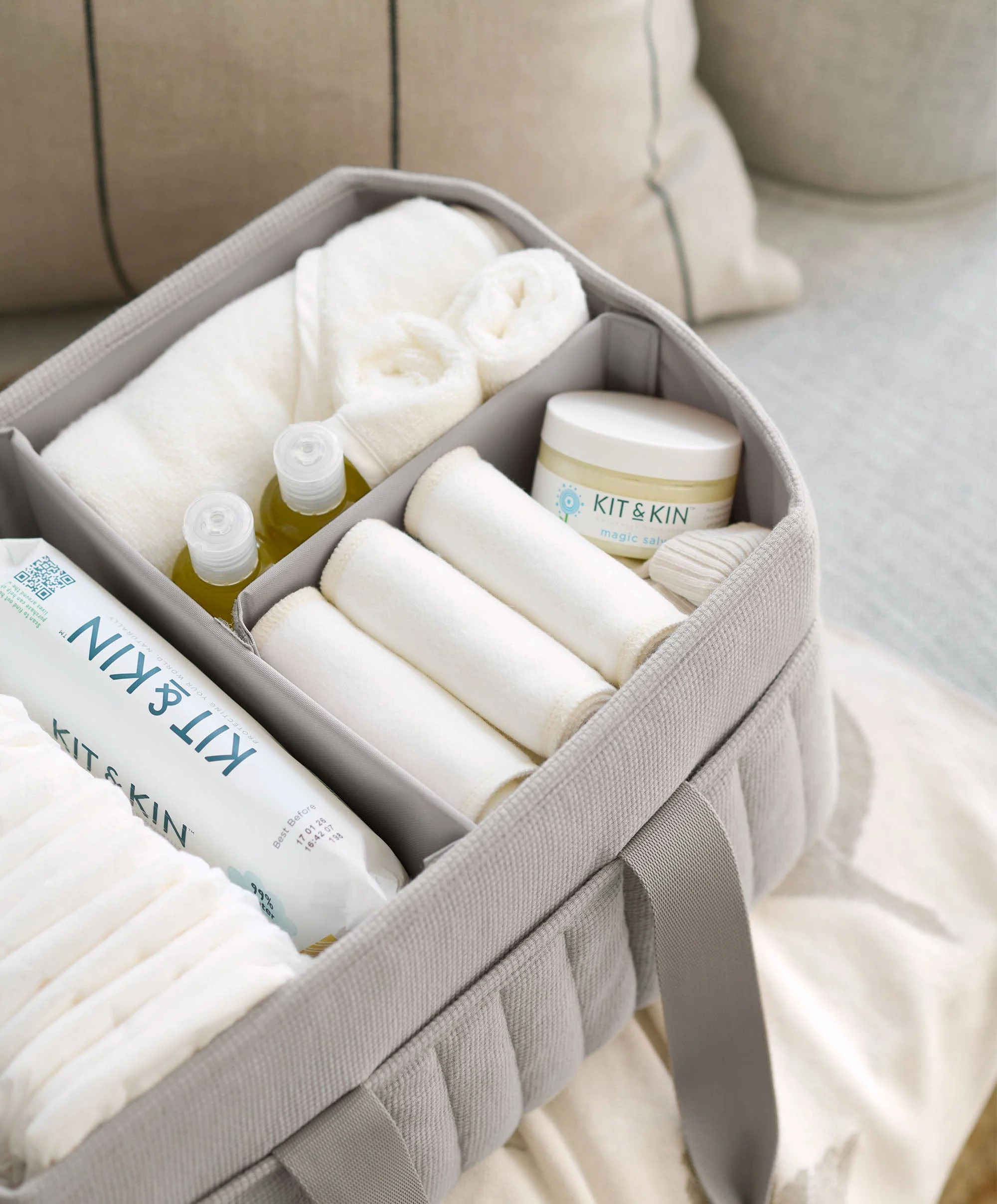 Nappy Caddy - Soft Grey Waffle - Image 3