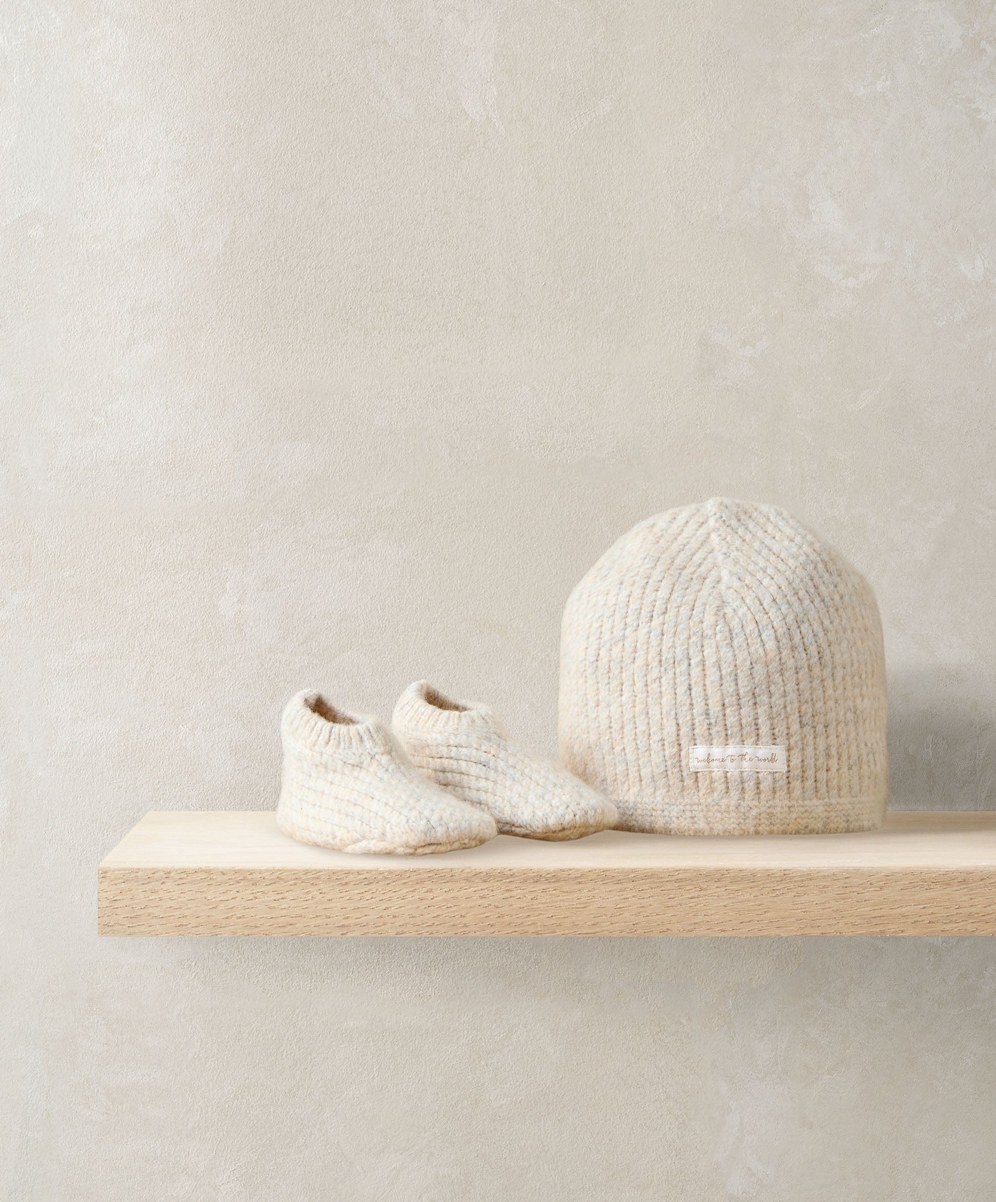 Waffle Knit Hat & Booties Set (2 Pieces) - Oatmeal