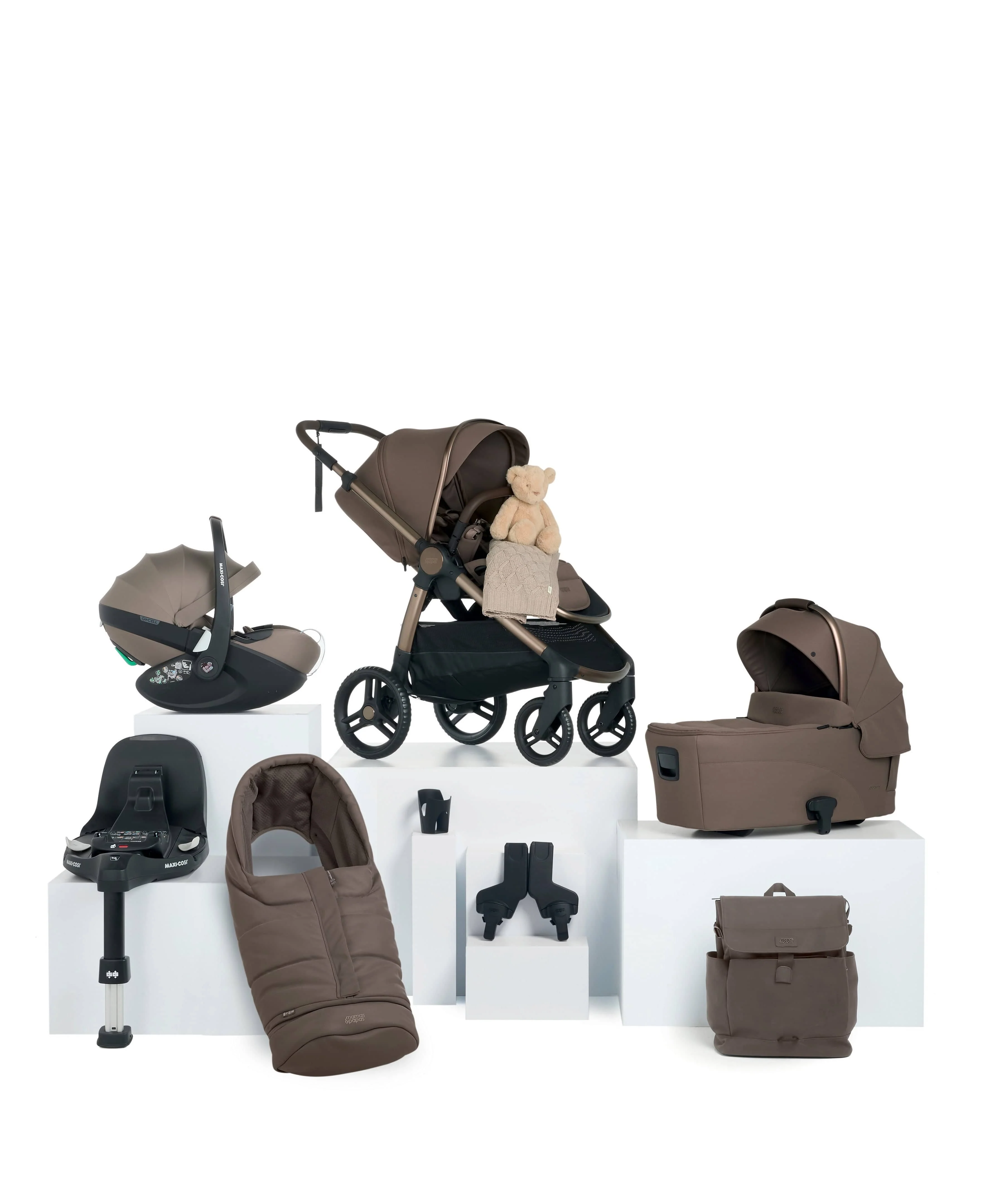 Ocarro 2 Pushchair Bundle With Maxi-Cosi Pebble 360 Pro² Car Seat & Base (10 Pieces) - Crema
