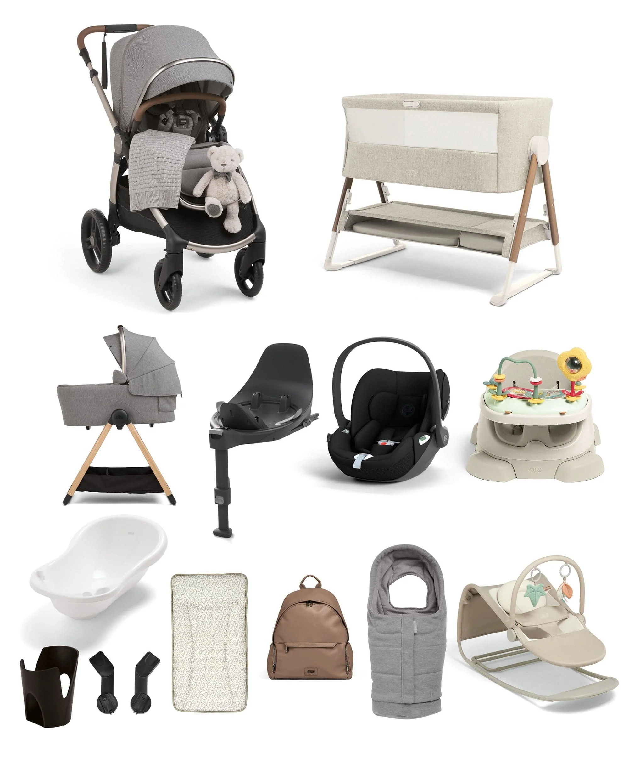 Ocarro 2 Pushchair Ultimate Newborn Bundle with Cybex Cloud T i-Size Rotating Baby Car Seat & Base (16 Pieces) - Heritage