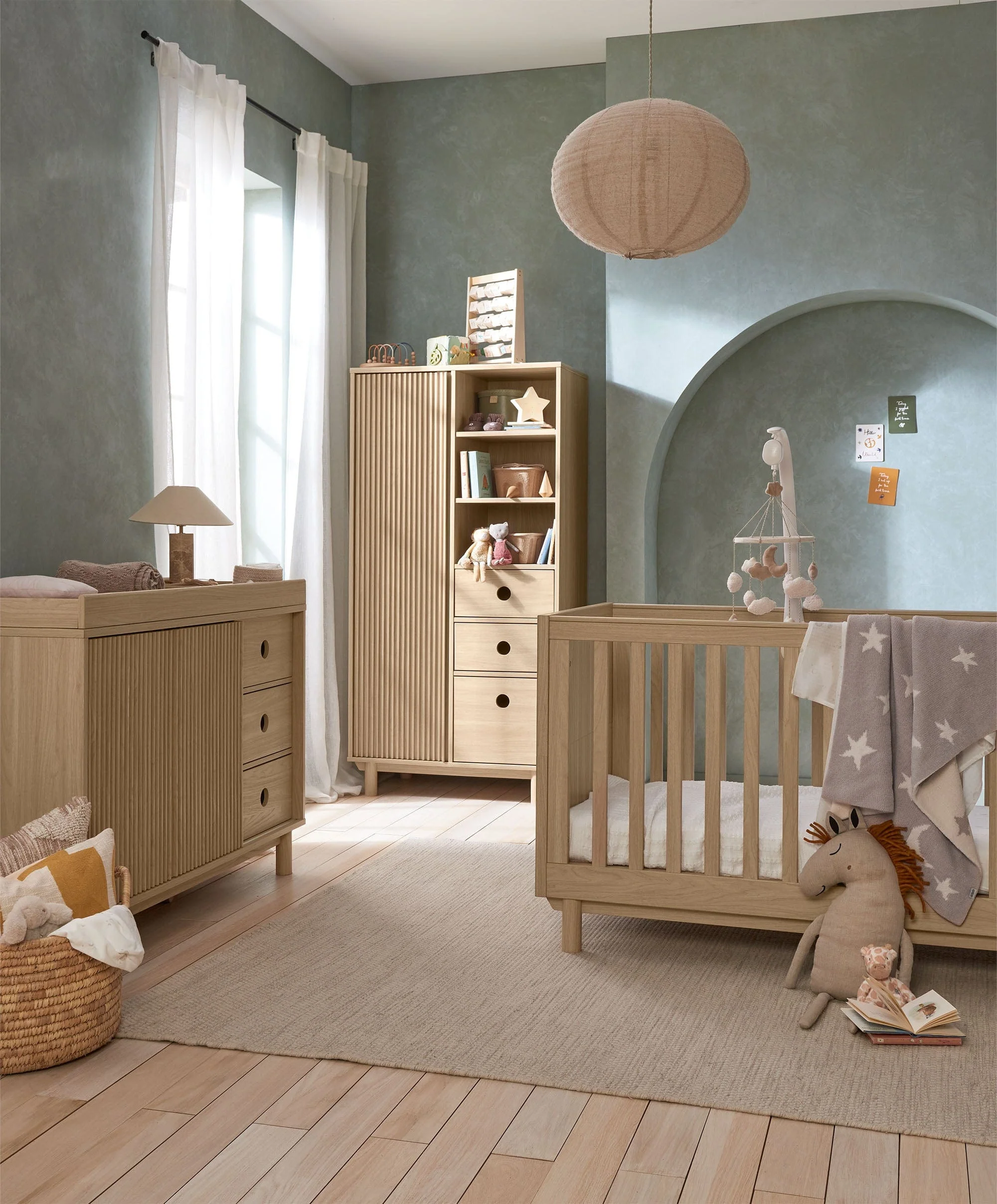 Oska 3 Piece Cotbed Range With Wide Dresser Changer & Wardrobe - Oak