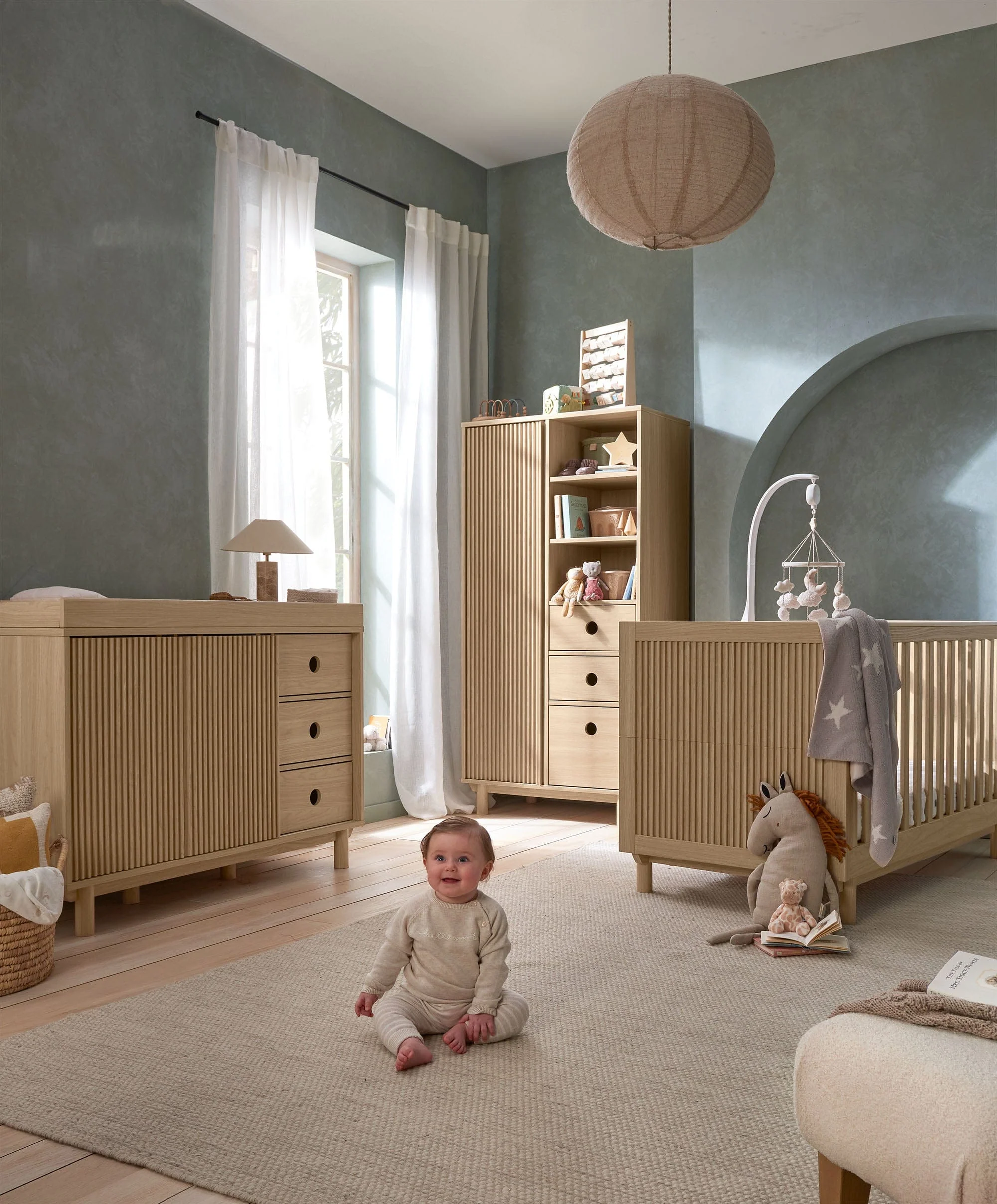 Oska 3 Piece Cotbed Range With Wide Dresser Changer & Wardrobe - Oak - Image 2