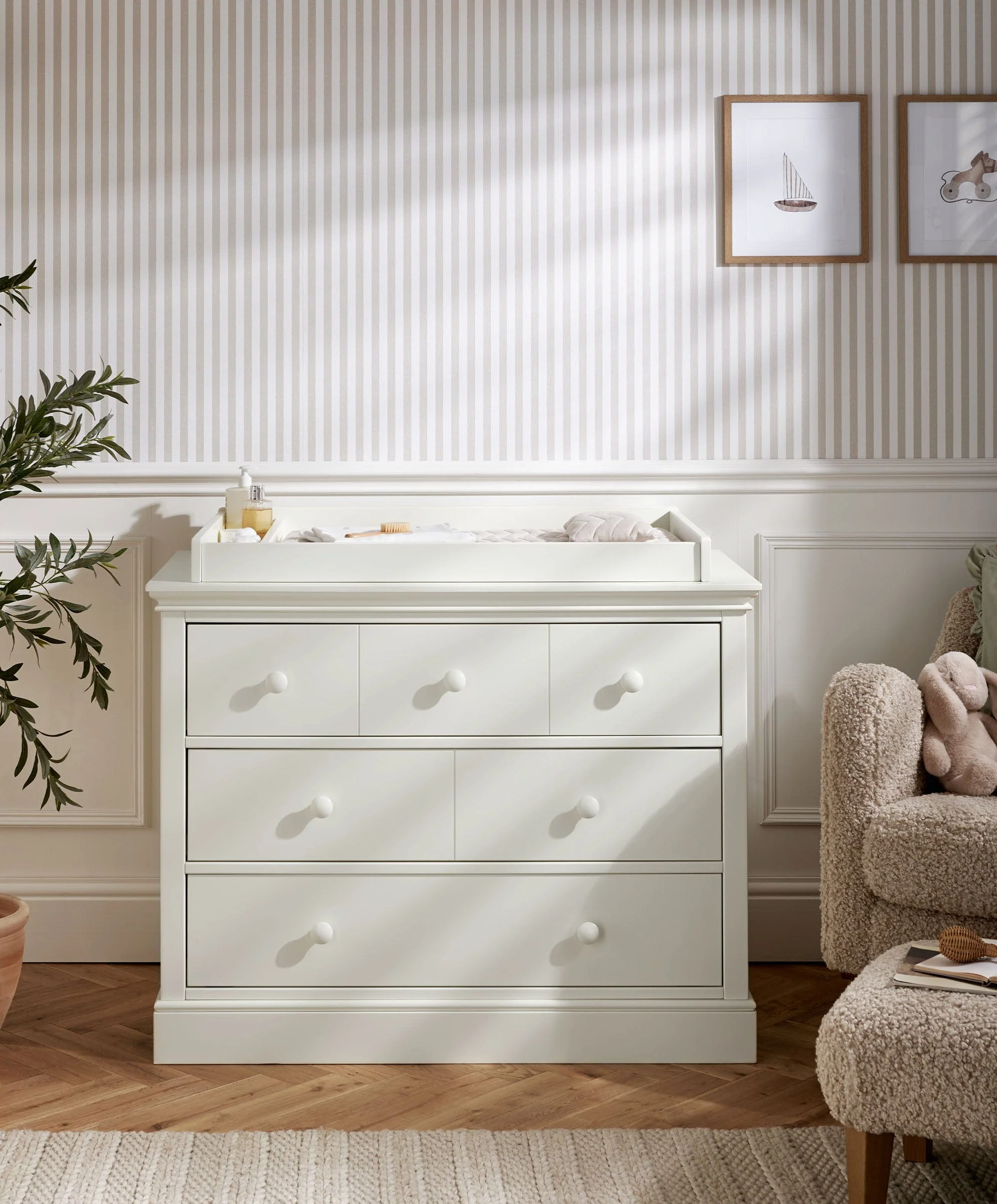 Oxford 3 Drawer Dresser & Baby Changing Unit - White
