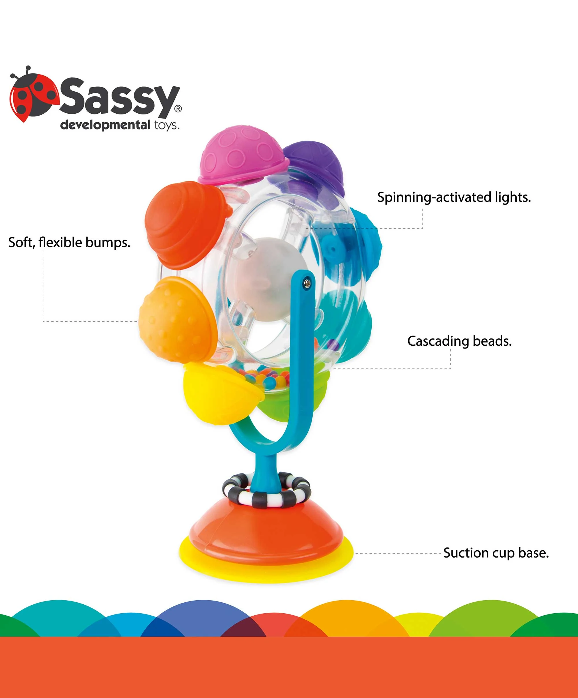 Sassy Light-Up Rainbow Reel Spinning Developmental Tray Toy - Image 6