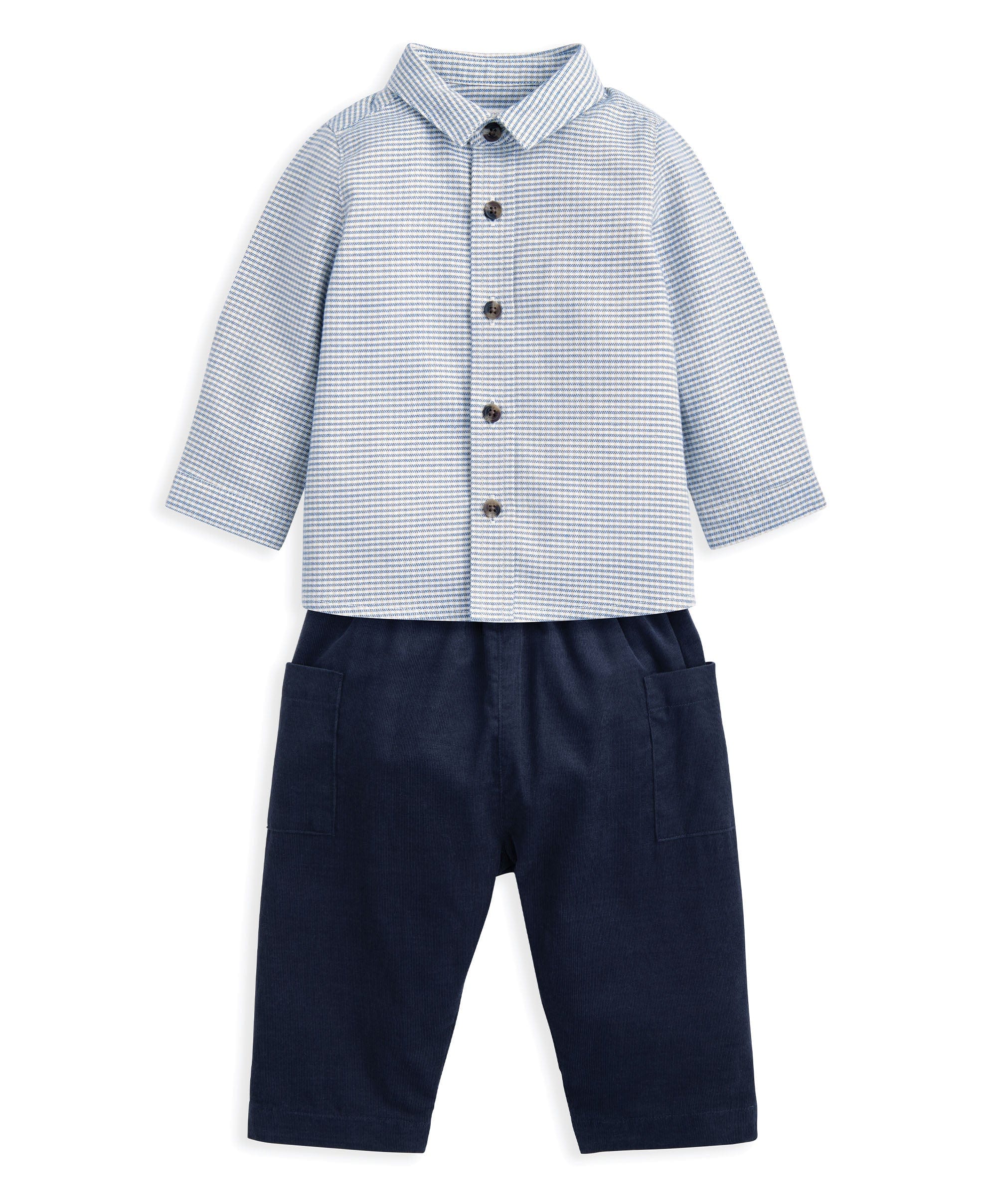 Check Shirt & Blue Cord Trousers Set (2 Pieces) - Image 5