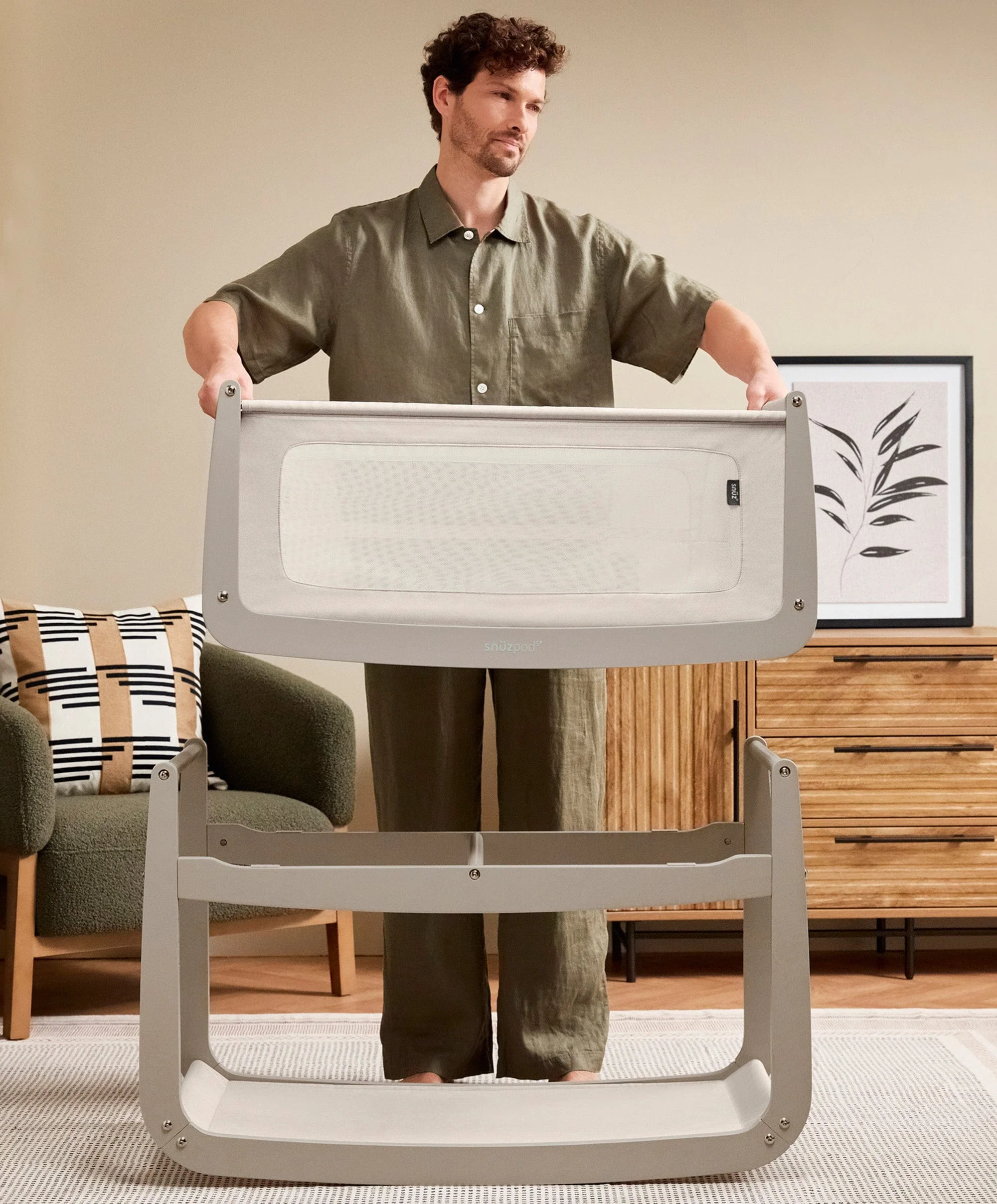 SnuzPod 5 Bedside Crib - Pebble - Image 6