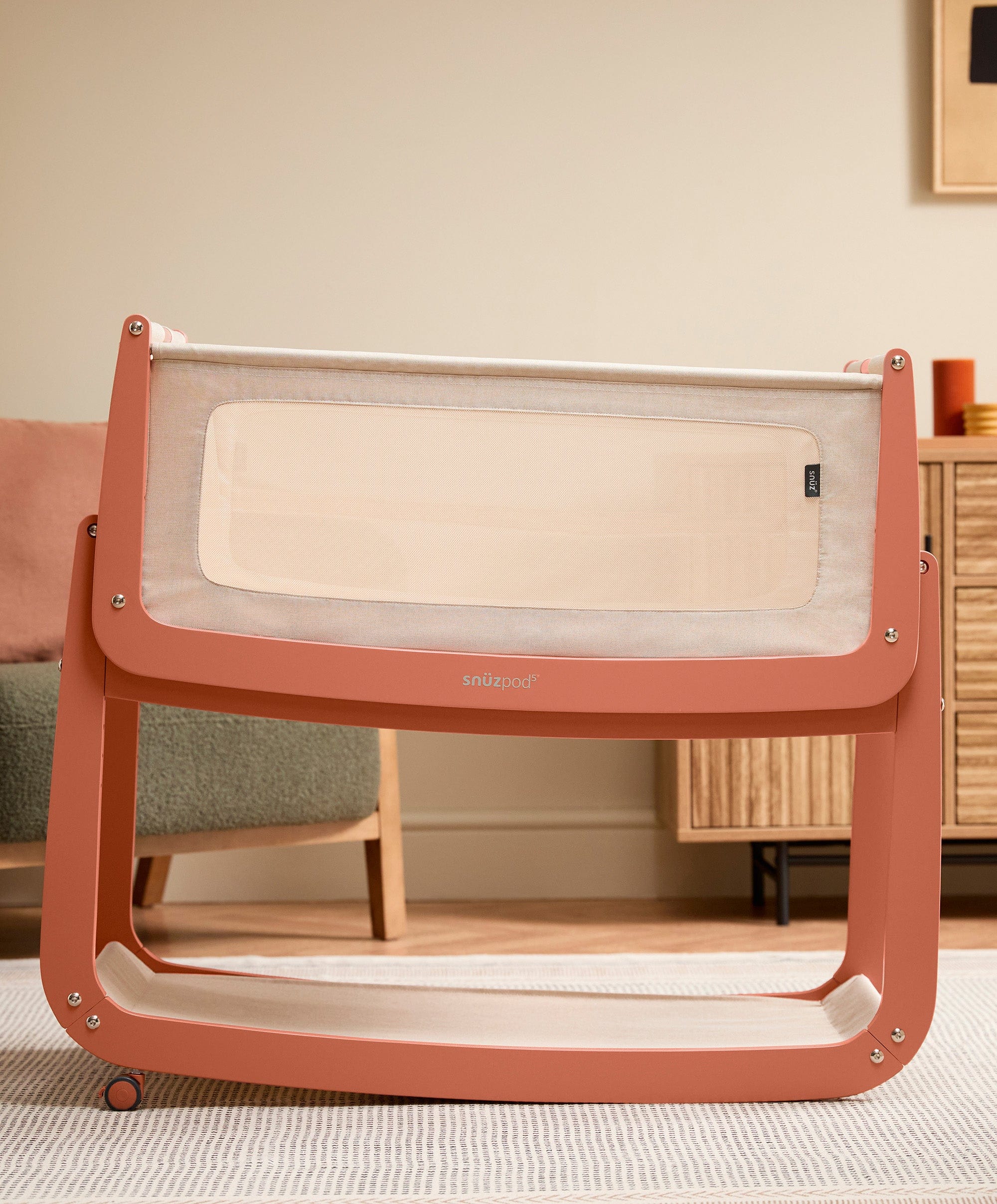 SnuzPod 5 Bedside Crib - Terracotta - Image 7