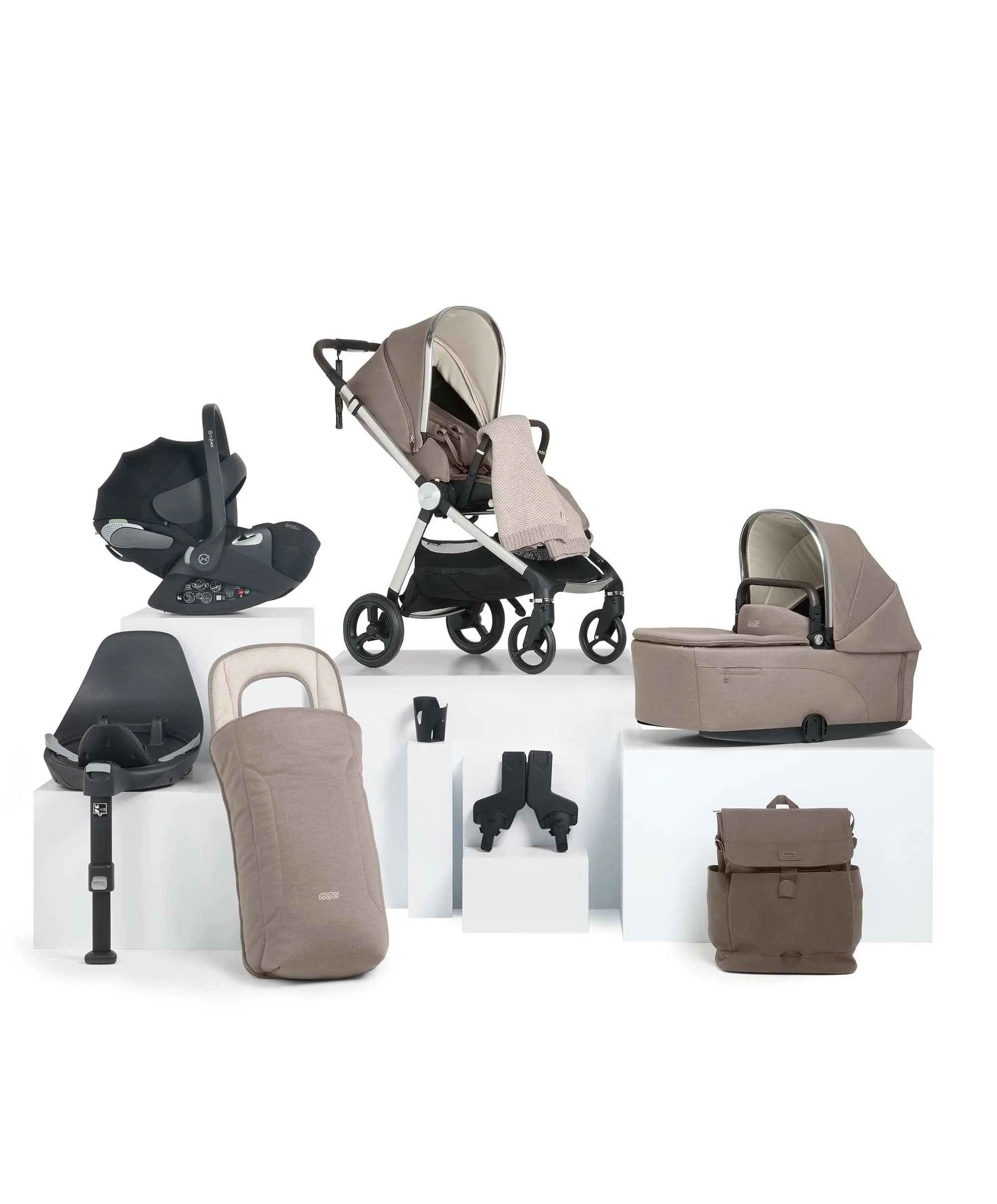 Vardo Pushchair Bundle with Cybex Cloud T+ Car Seat (9 Pieces) - Heritage