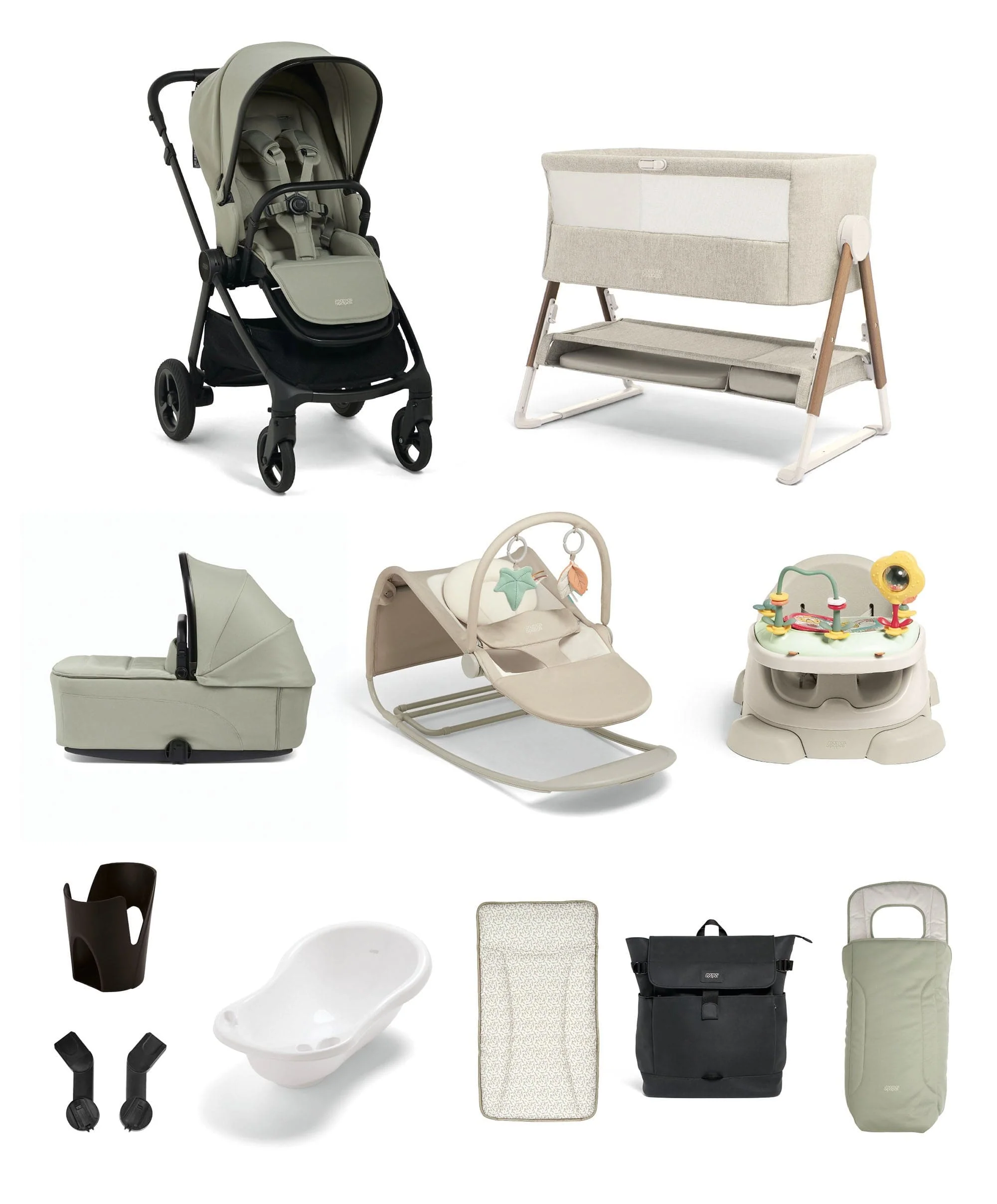 Vardo Pushchair Ultimate Newborn Bundle (11 Pieces) - Sage