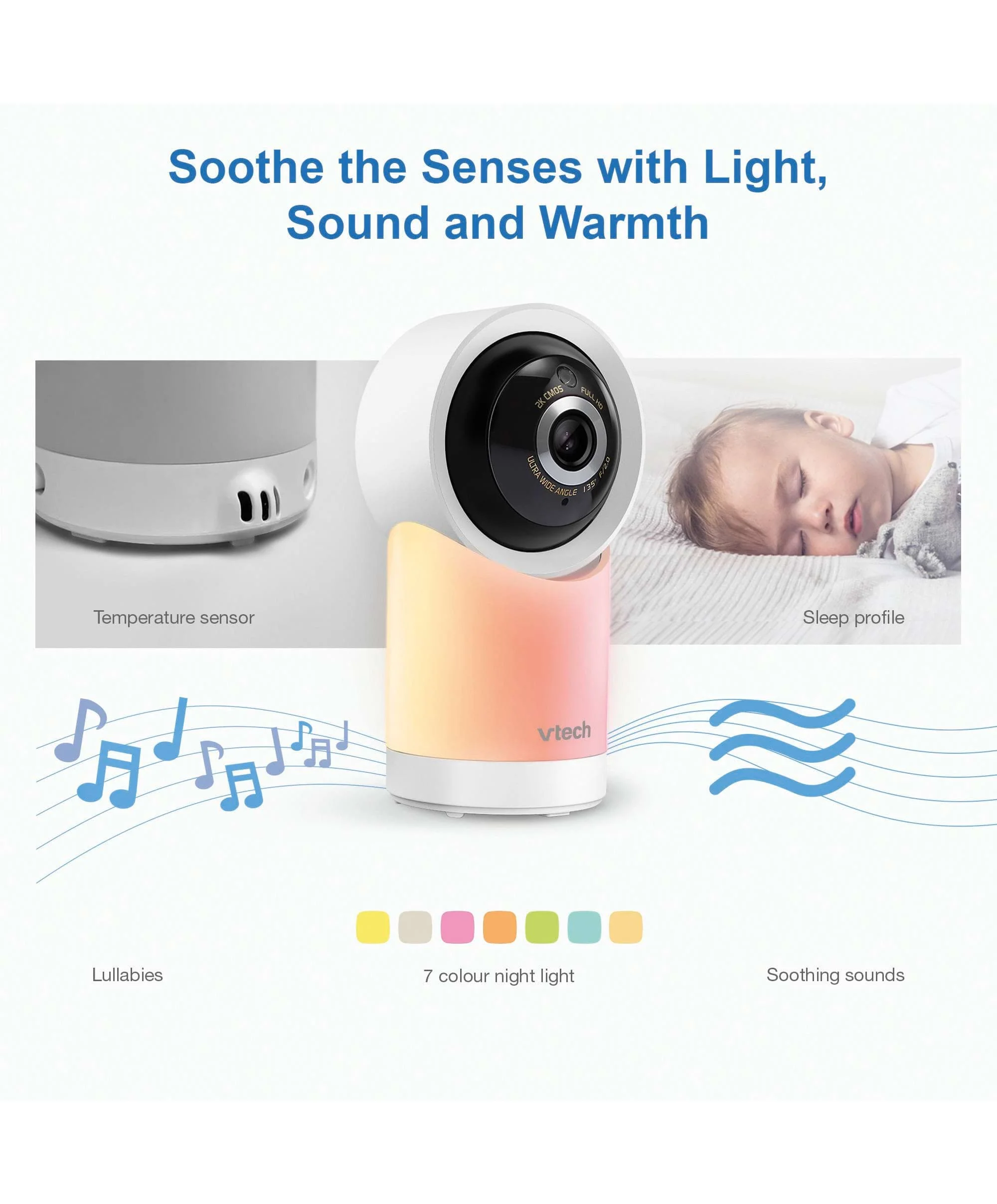 VTech RM7766HD 7 Smart Pan & Tilt Baby Monitor in White - Image 5