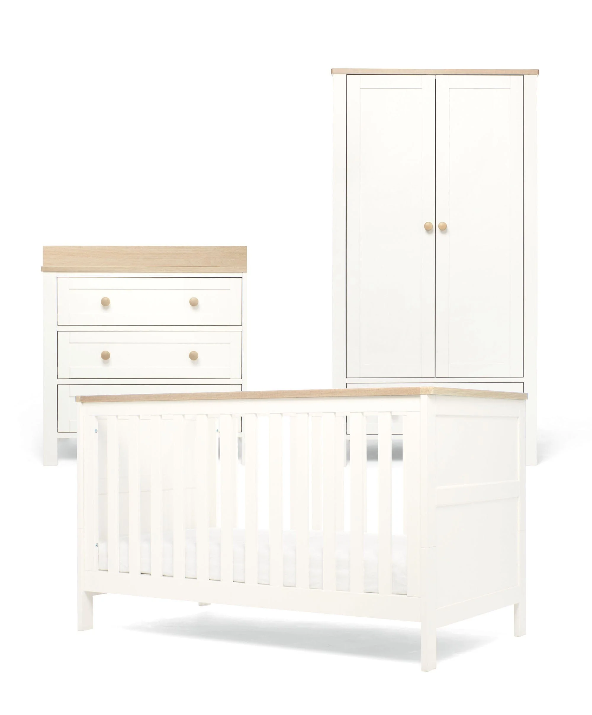 Wedmore 3 Piece Cotbed Range with Dresser Changer & Wardrobe - White/Oak - Image 6